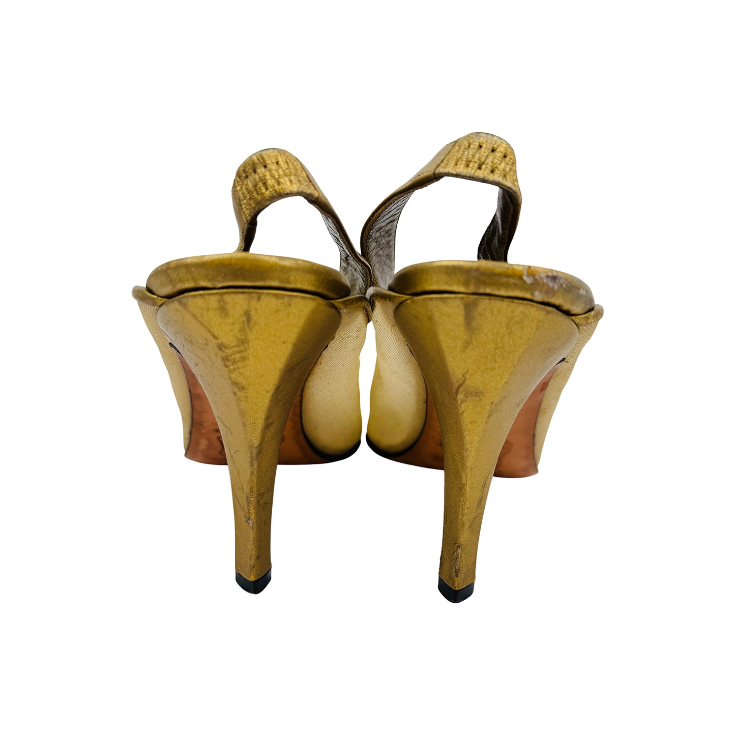 Yves Saint Laurent Vintage Gold Mesh Slingback Pumps (Size 38)