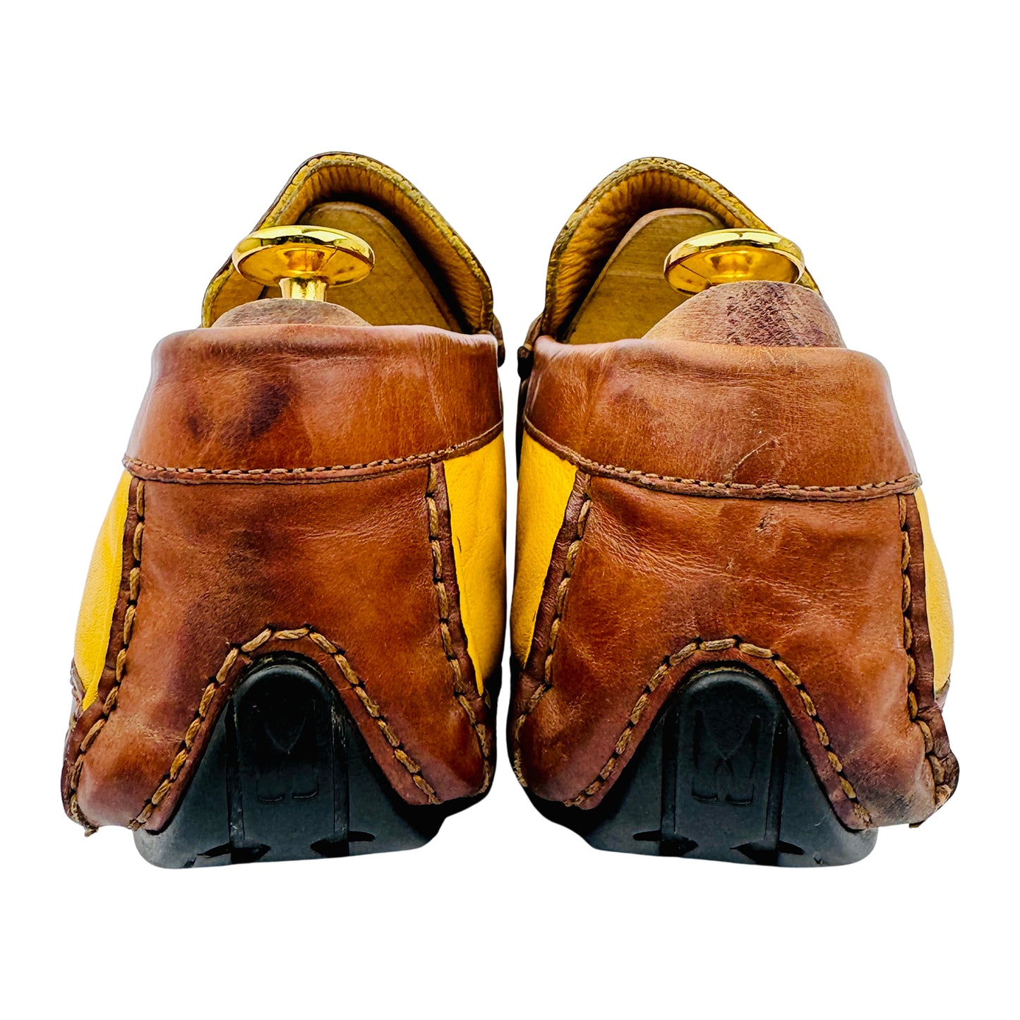 Moreschi Yellow and Brown Dotted Loafers (Size 43/43.5)