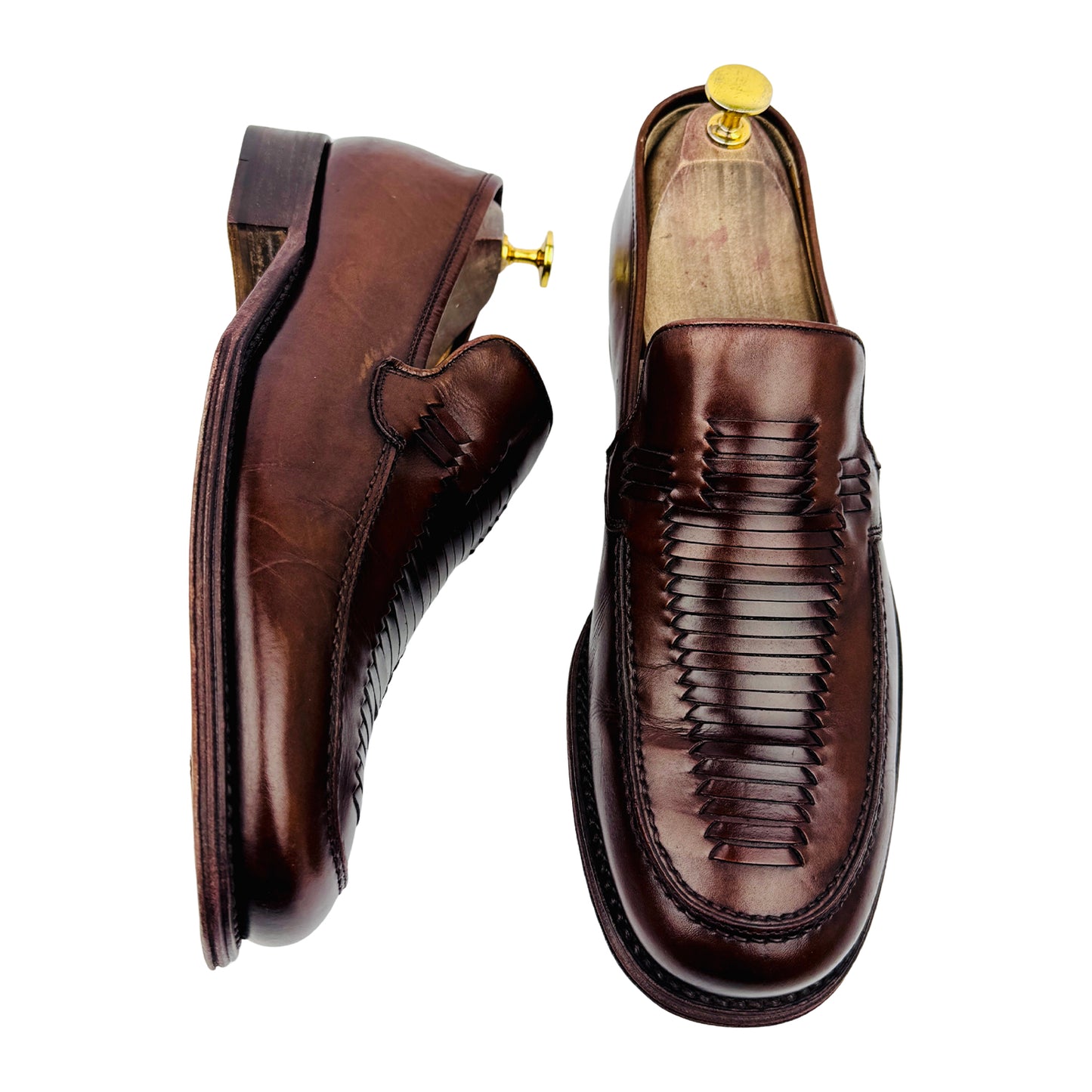 Bally Coreto Woven-Vamp Dark Brown Loafers (Size 42.5)