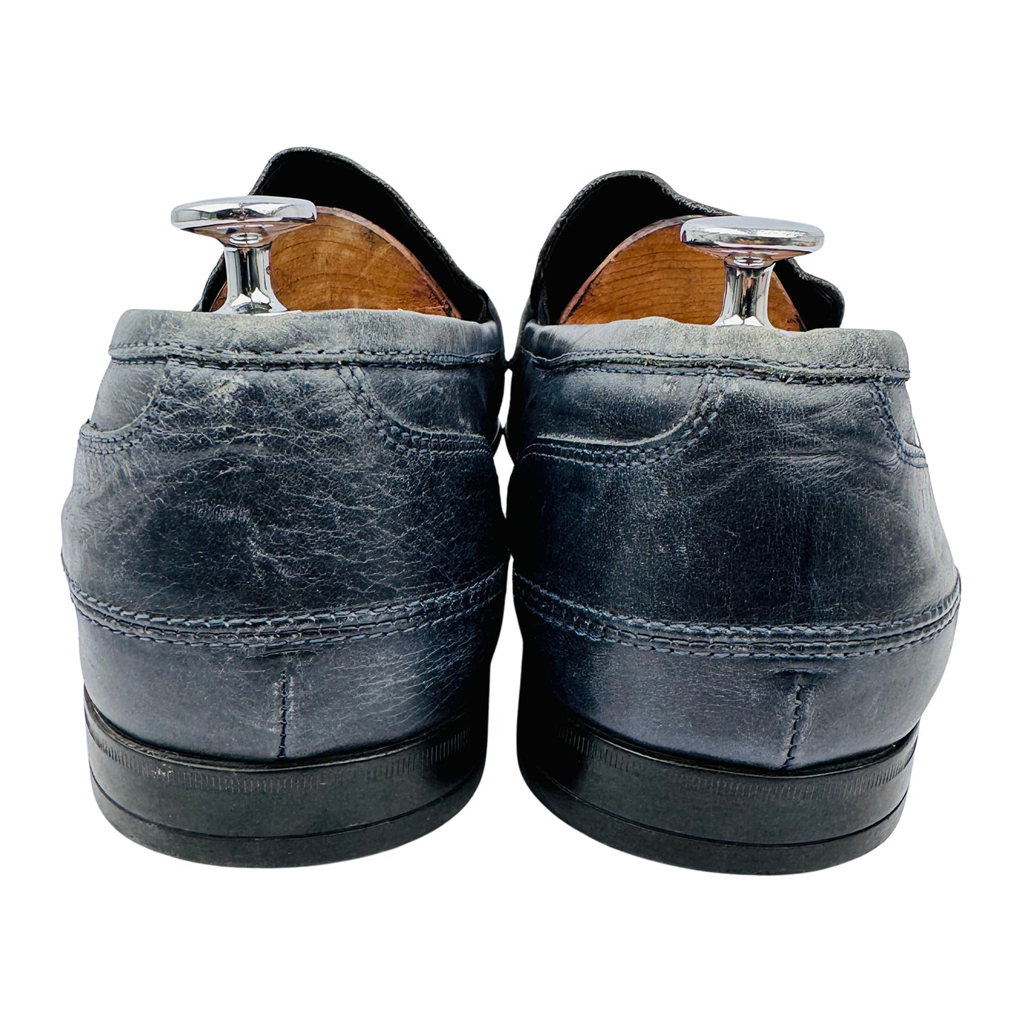 LA Martina Men's Navy Blue Leather Loafers (Size 44.5/45)