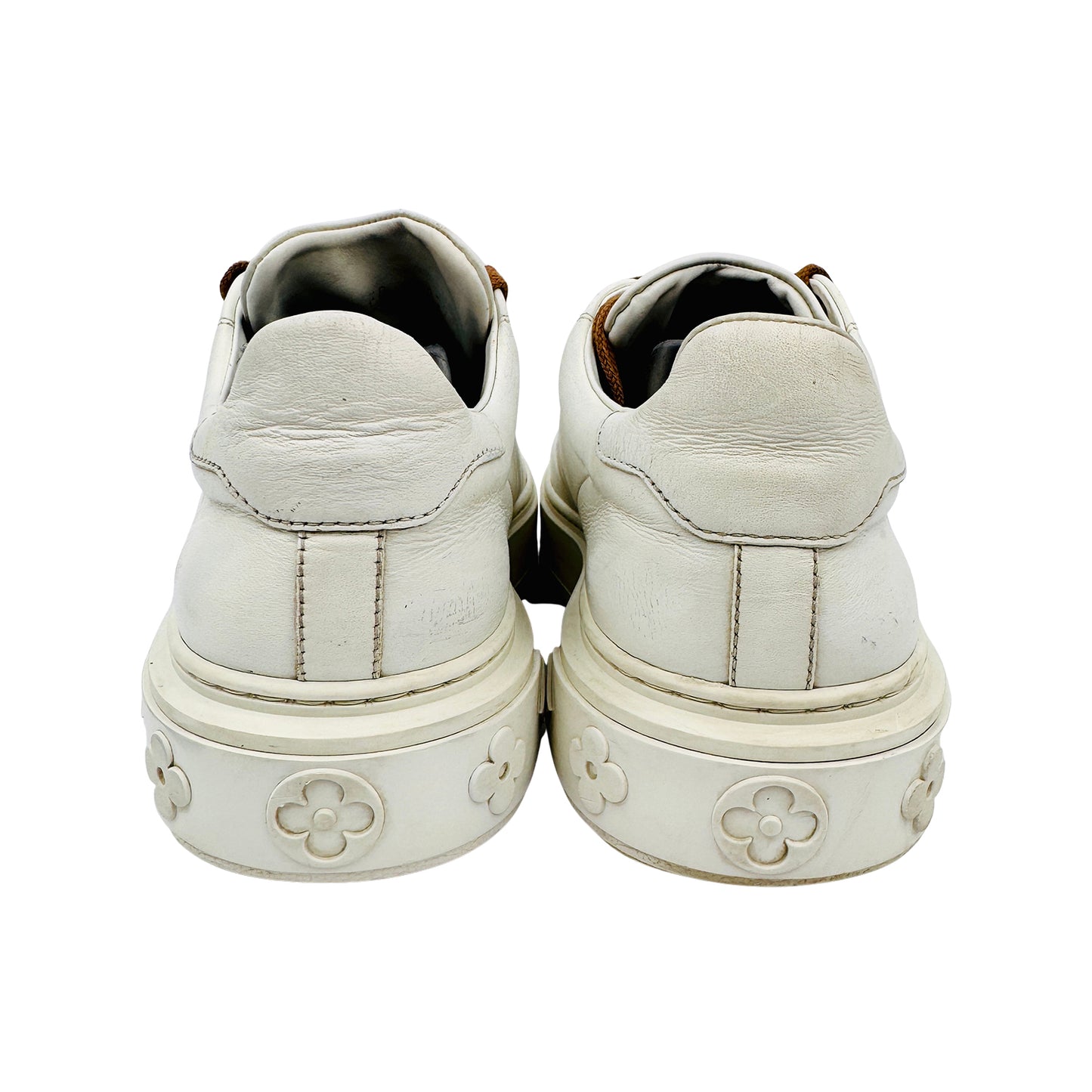 Louis Vuitton White Leather Logo Time Out Sneakers (Size 38.5/39)