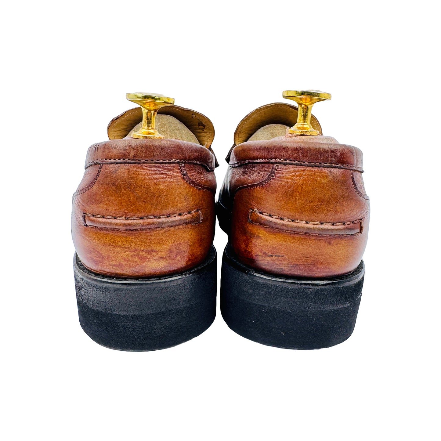 Back Side image of Berluti Men's Signature Scritto Patina Brown Loafers (Size 41/41.5)