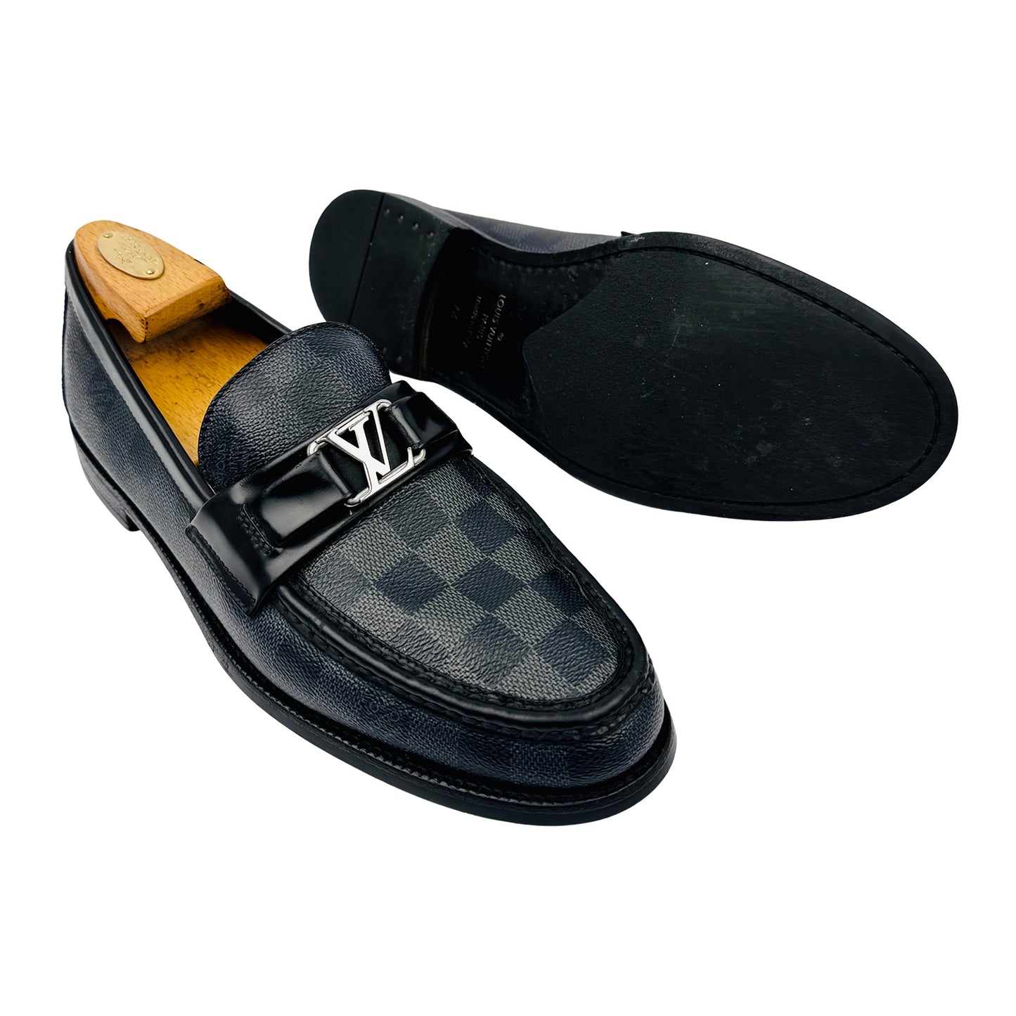 Louis Vuitton Men's Major Damier Ebene Leather Loafers (Size 42)