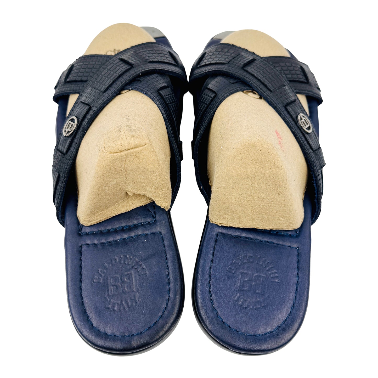 Baldinini Crossover Strap Black Leather Slippers (Size 43.5/44)