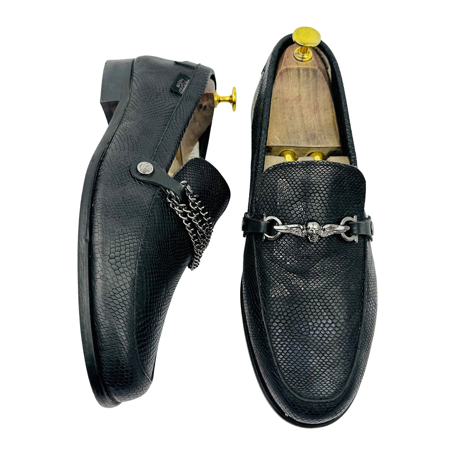 Twisted Tailor Men's Black Snakeskin Loafer (Size 41.5/42)