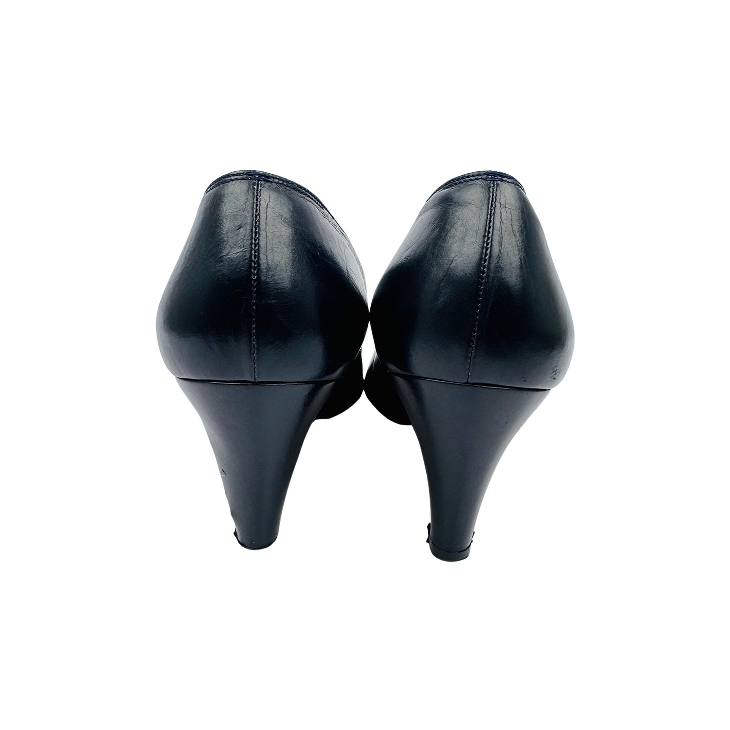 Salvatore Ferragamo Gancini Mid-Heel Leather Pumps (Size 38)