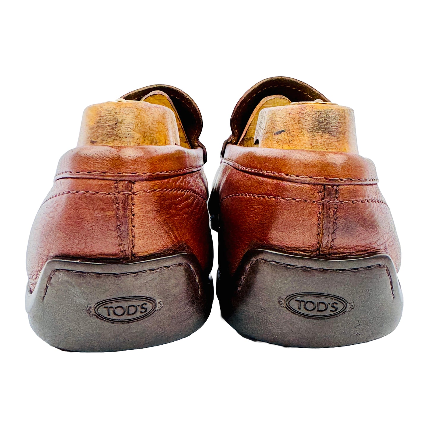 Back Side image of Tod's Men's Gommino Brown Leather Loafers (Size 43)