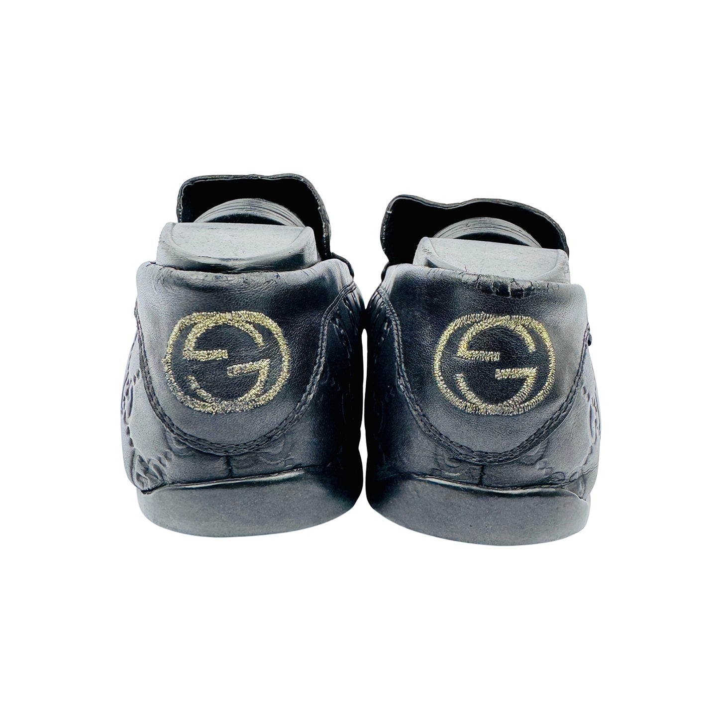 Gucci Signature GG Black Debossed Loafers (Size 39/40)