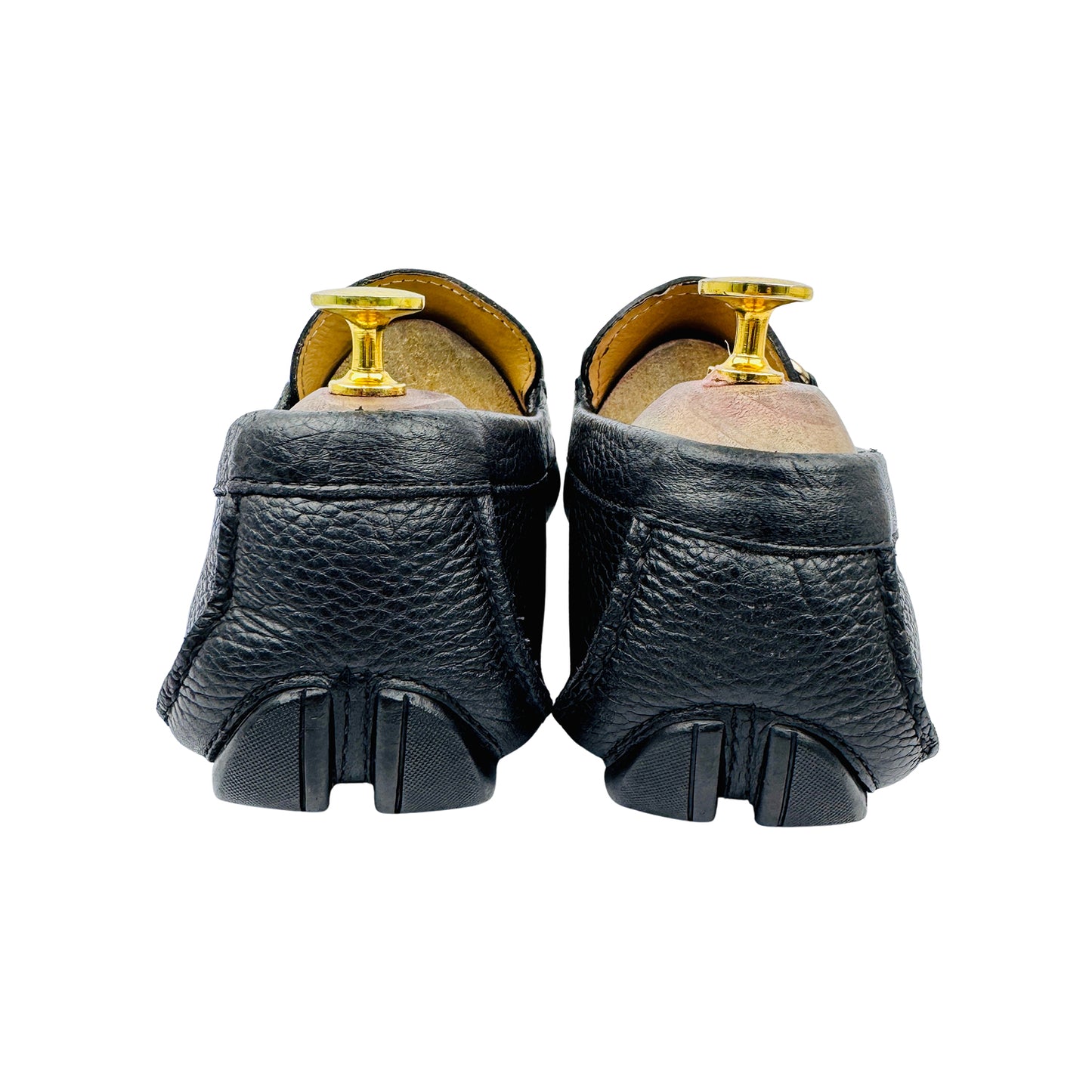 Salvatore Ferragamo Black Pebbled Calfskin Leather Loafers (Size 42)