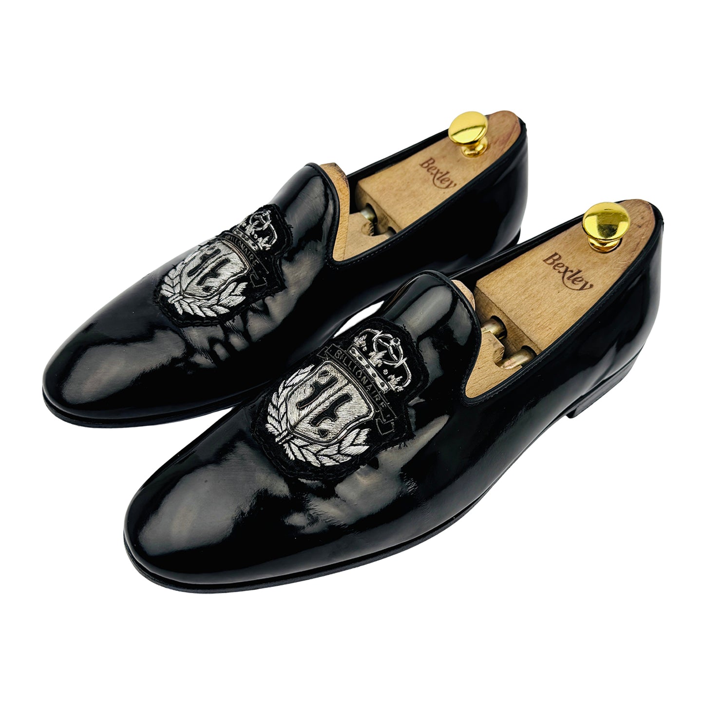 Billionaire Men's Patent Embossed Logo Loafers (Size 42.5/43)