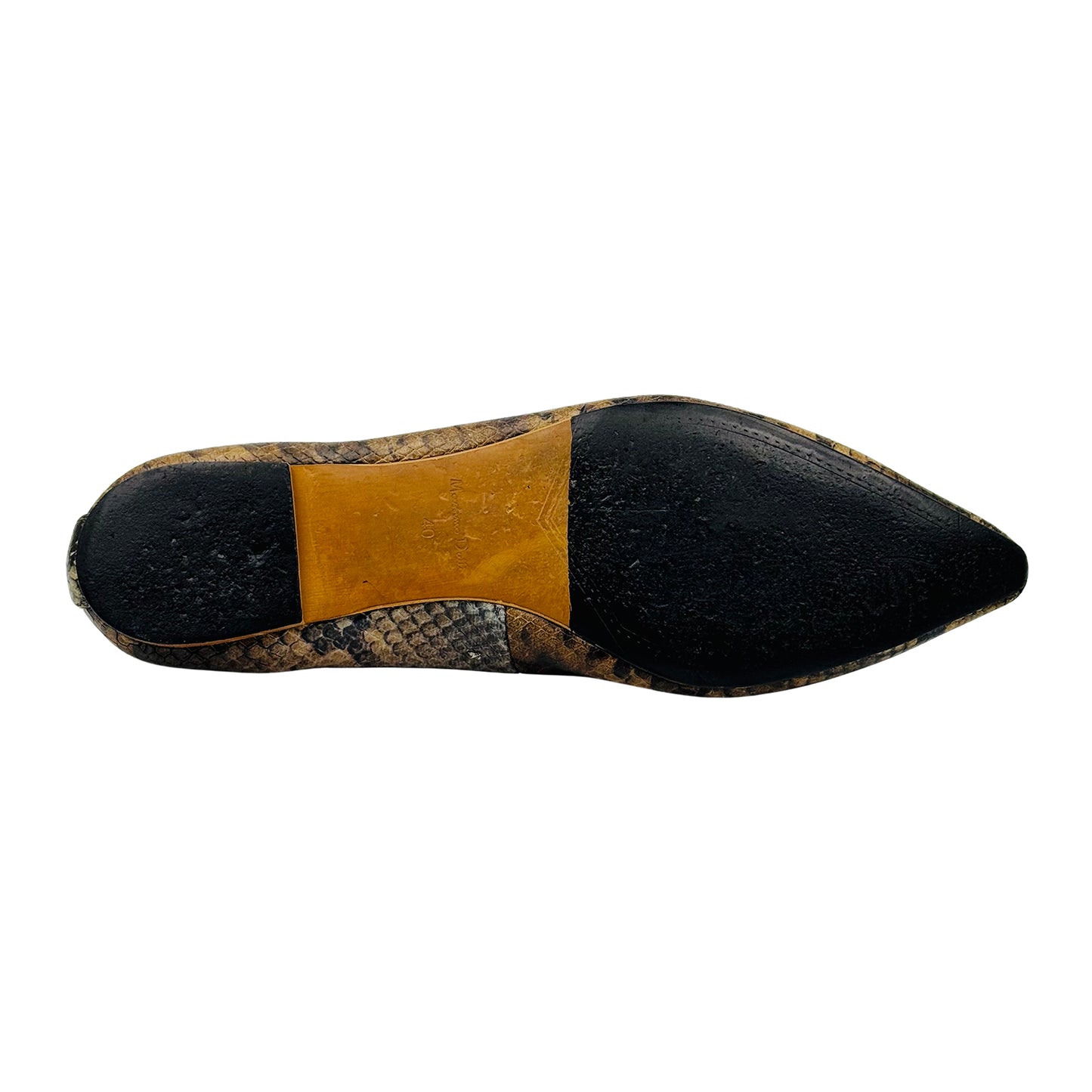 Massimo Dutti Snake Print Leather Flats (Size 40)