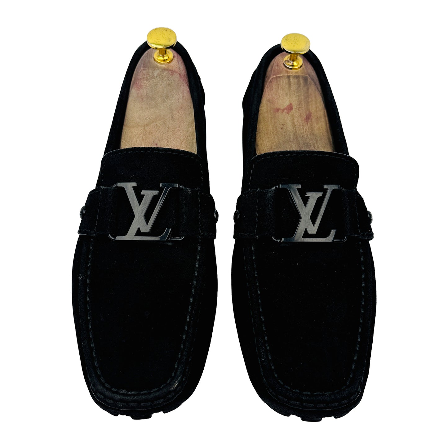 Louis Vuitton Men's Black Buckle Suede Loafers (Size 42/42.5)