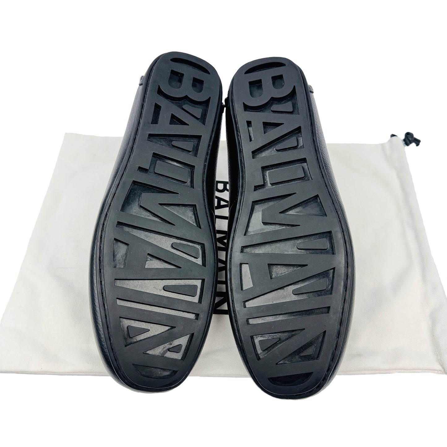 Balmain Paris Men's Black Grain Leather Loafers (Size 43/43.5)