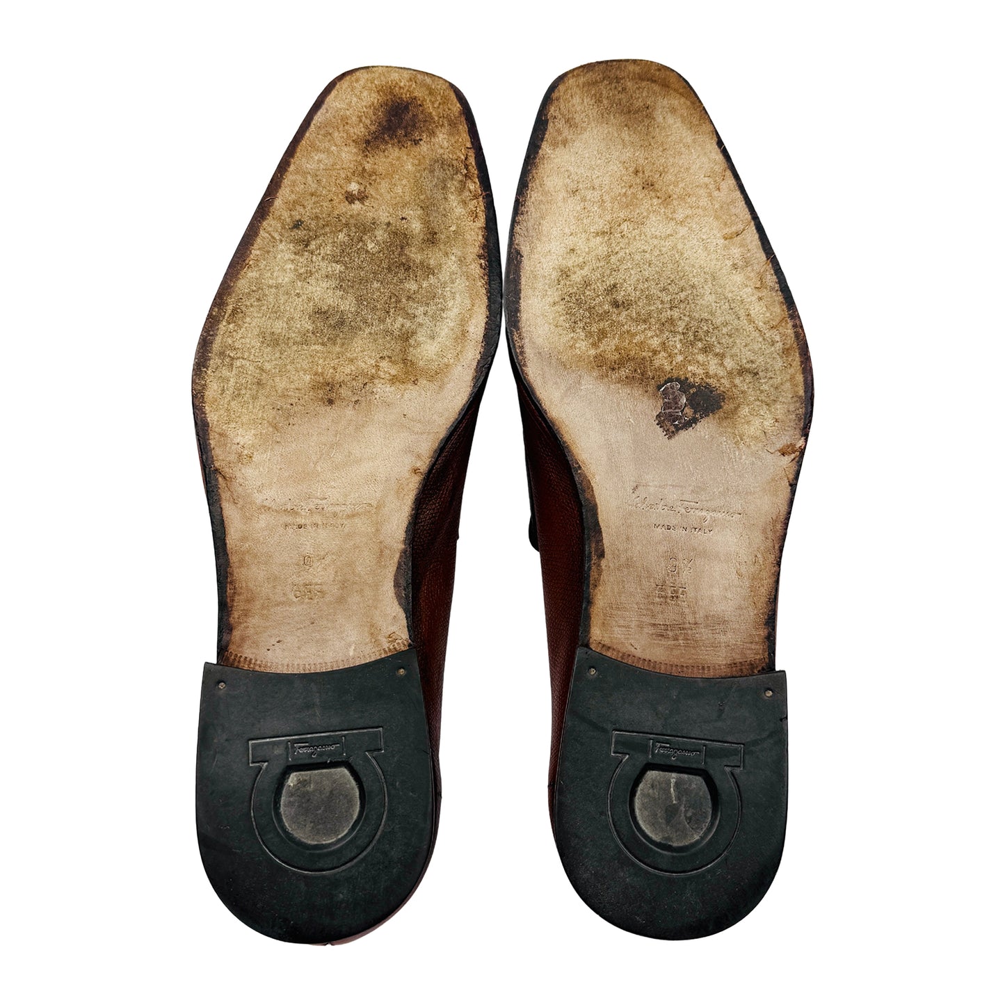 Salvatore Ferragamo Gancini Bit Brown Textured Loafers (Size 43.5/44)