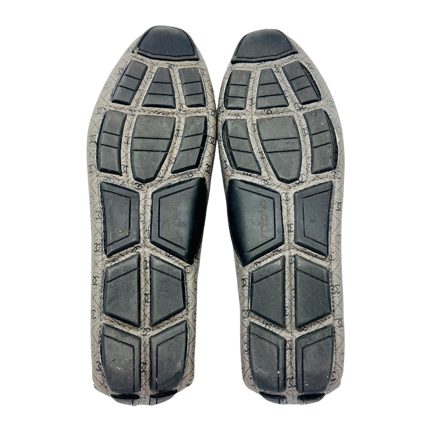 Milano Grey Leather Logo Embossed Loafers (Size 42/42.5)