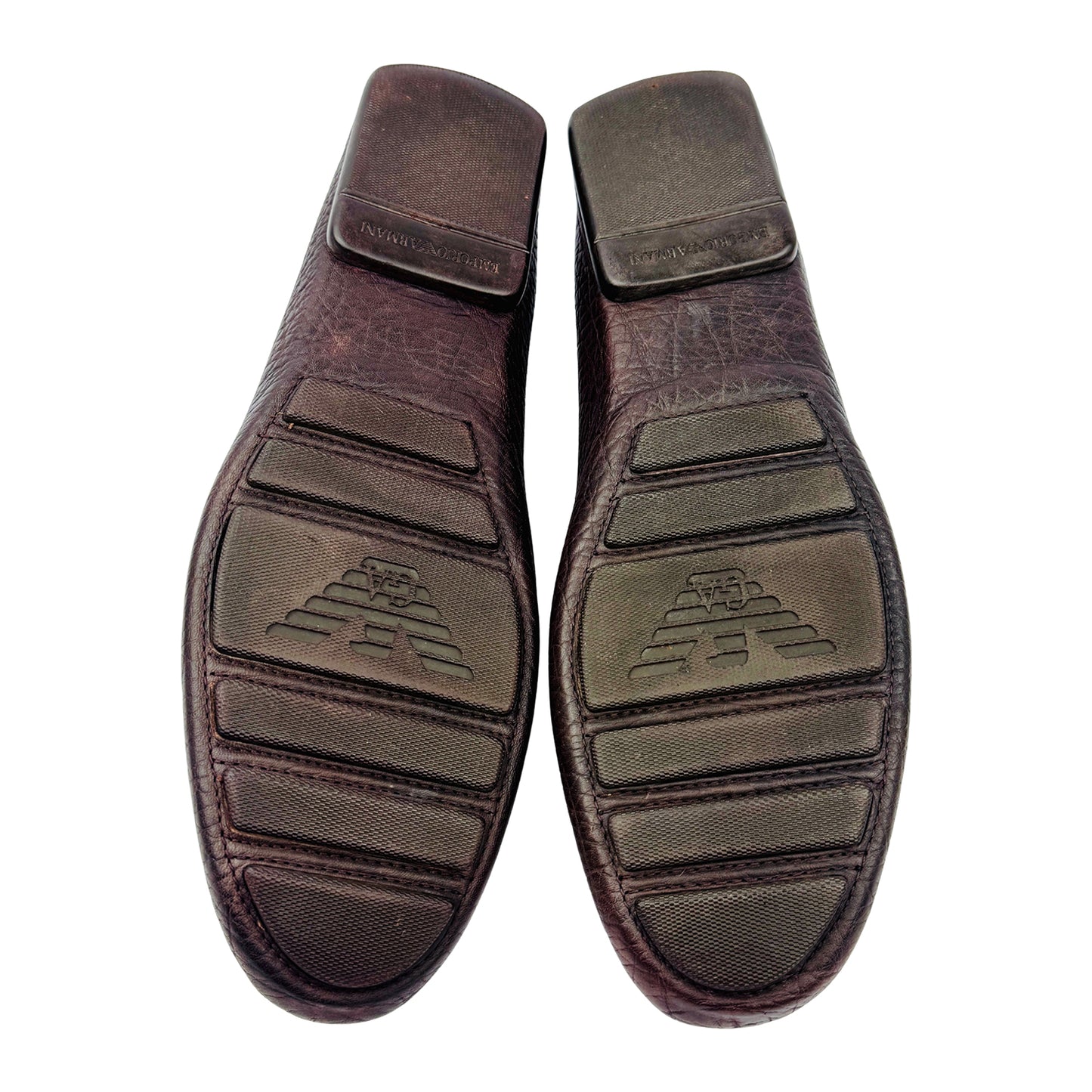 Emporio Armani Men's Grain Leather Brown Moccasins (Size 46.5/47)