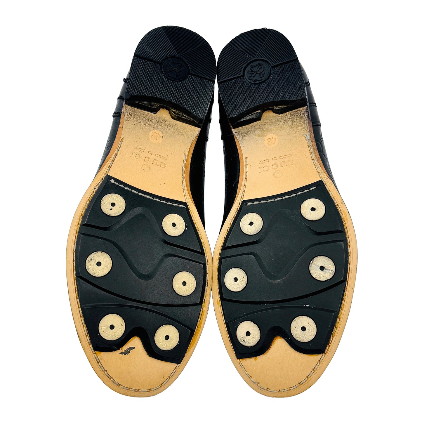 Gucci Men's GG Logo Black Leather Sneakers (Size 42/42.5)