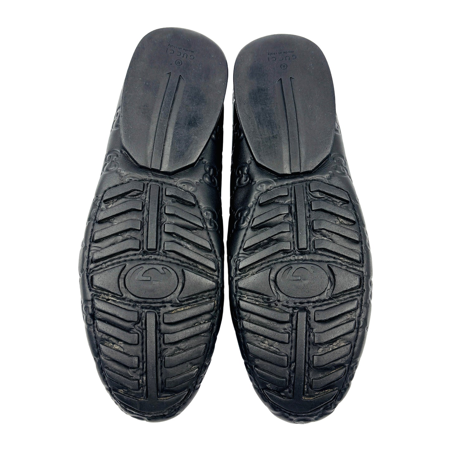 Gucci Signature GG Black Debossed Loafers (Size 39/40)