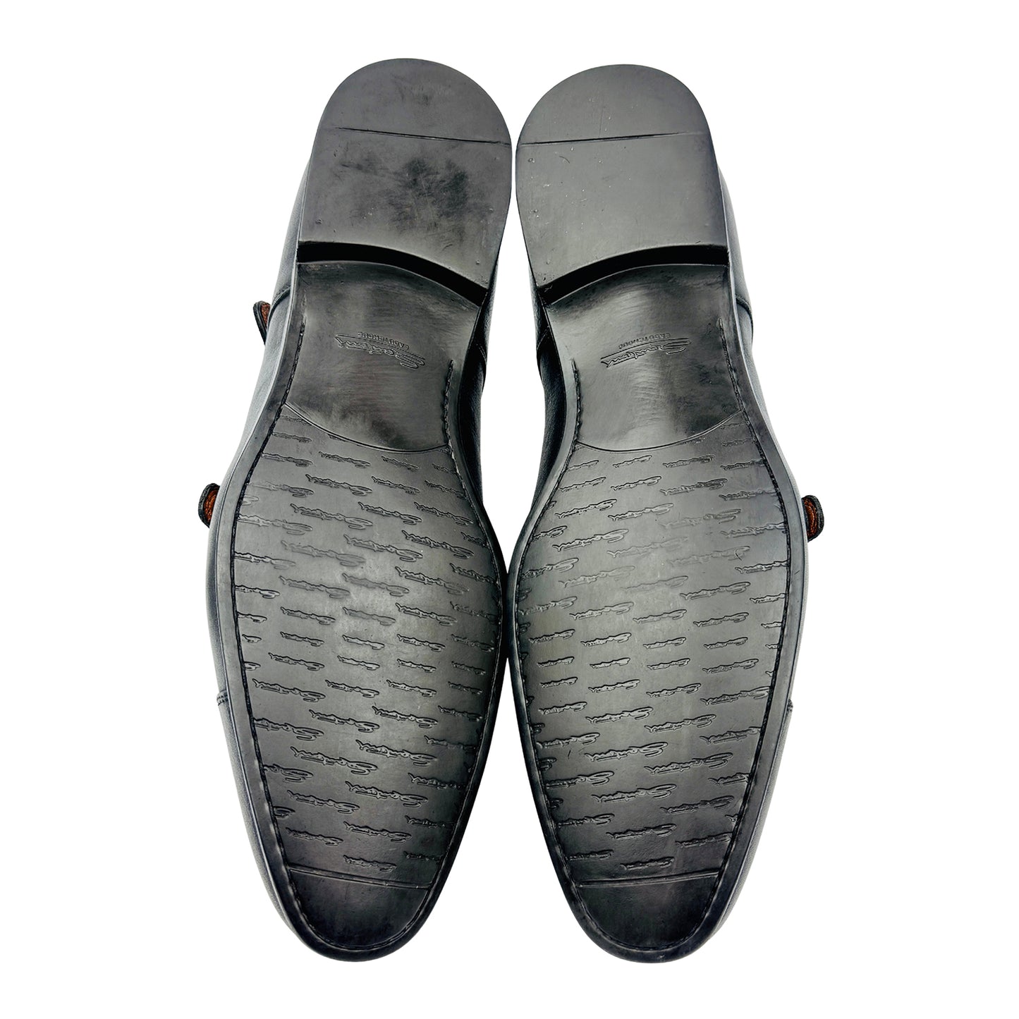 Santoni Black Leather Double Monk Strap Shoes (Size 42.5/43)
