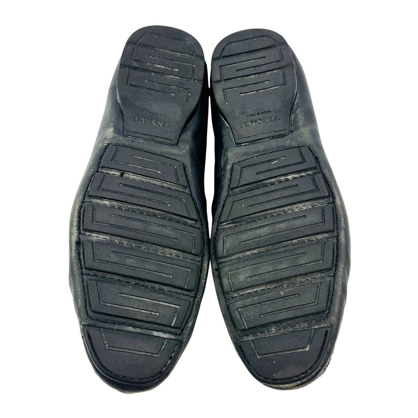 Versace Men's Medusa Embellished Black Leather Loafers (Size 40)