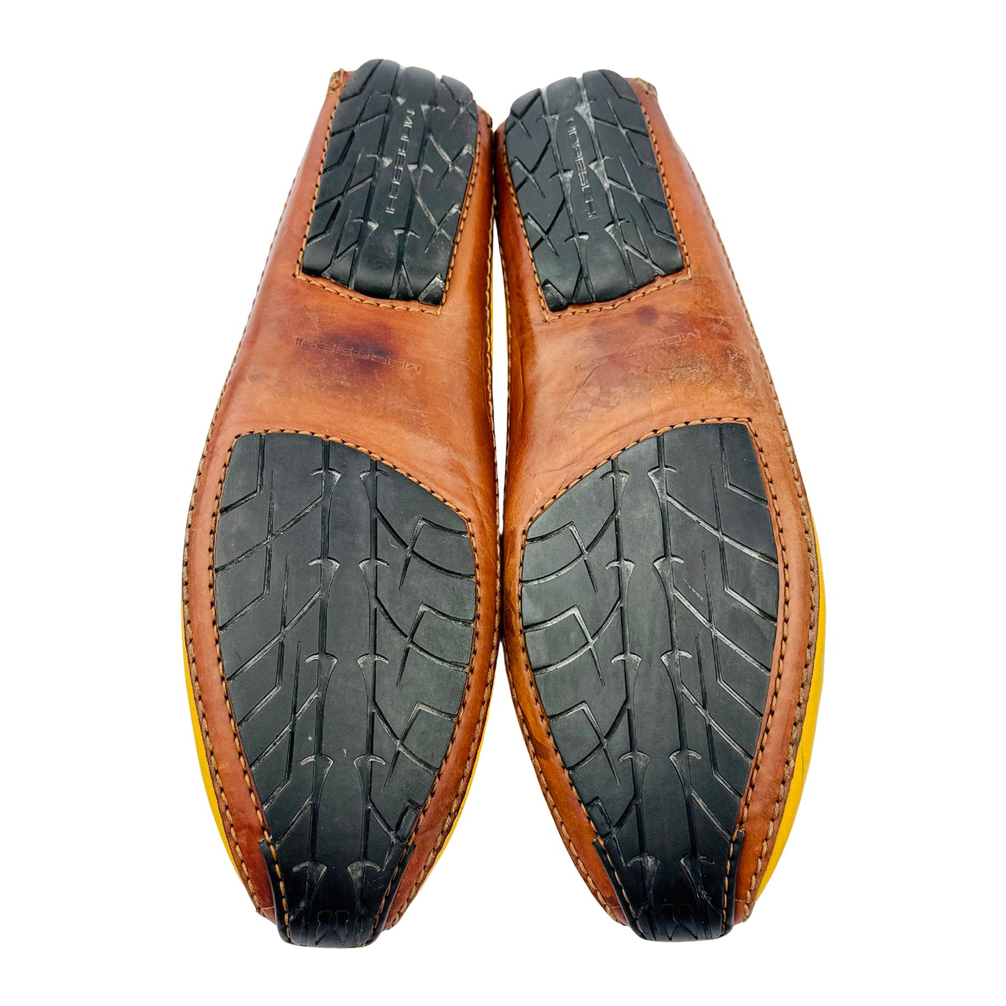Moreschi Yellow and Brown Dotted Loafers (Size 43/43.5)