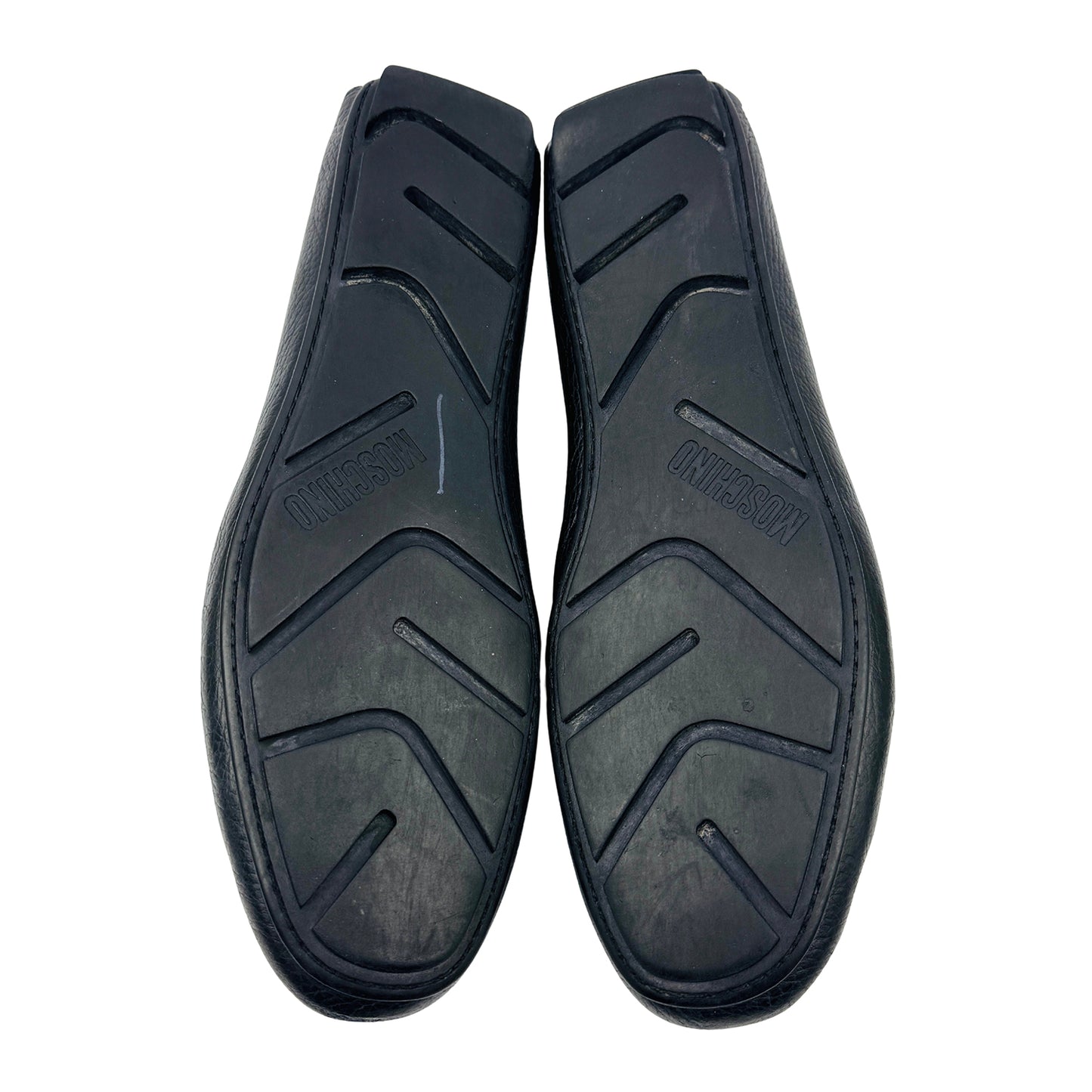Moschino Men's Logo Black Leather Loafers (Size 44/44.5)