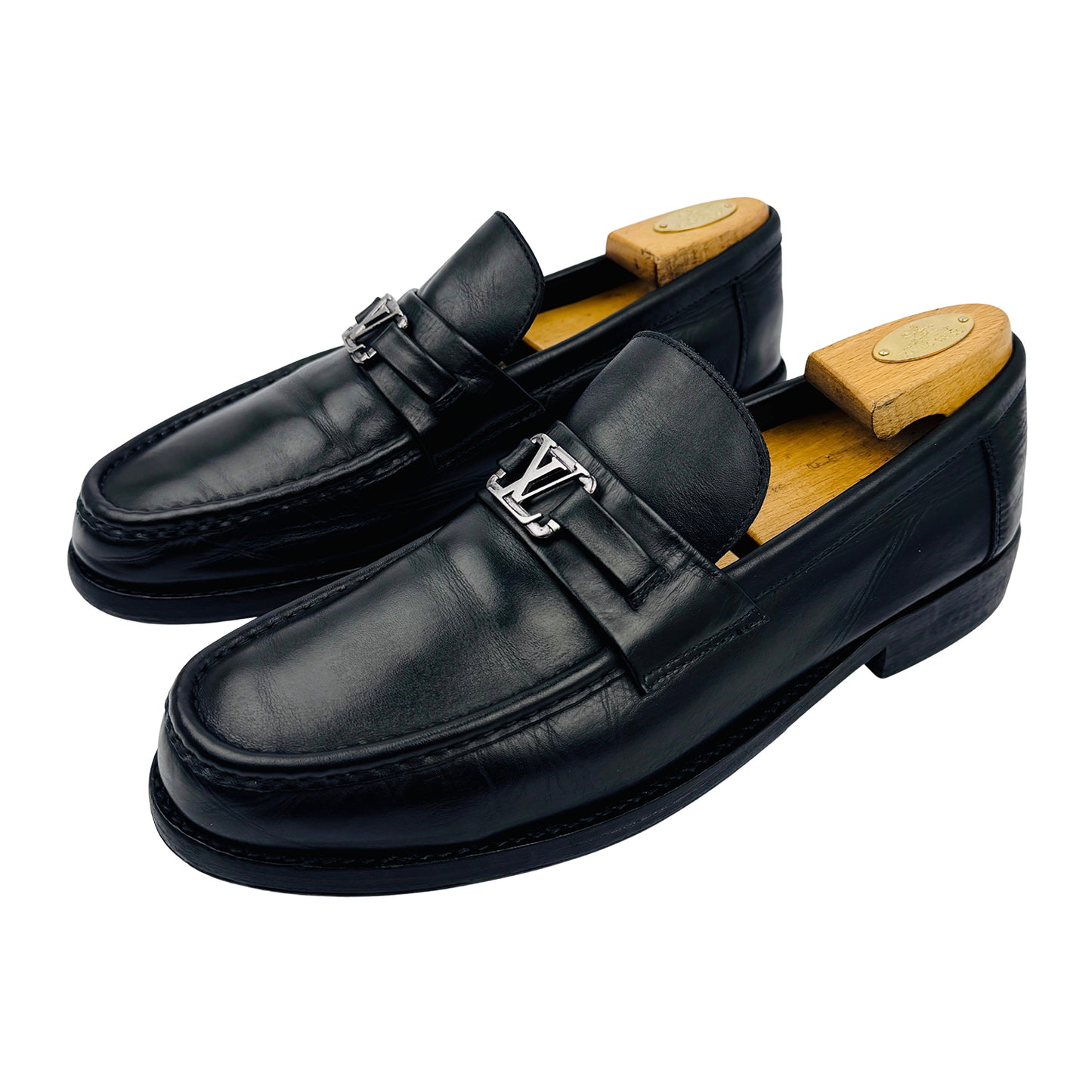 Louis Vuitton Men's Black Leather Major Loafers (Size 44/44.5)