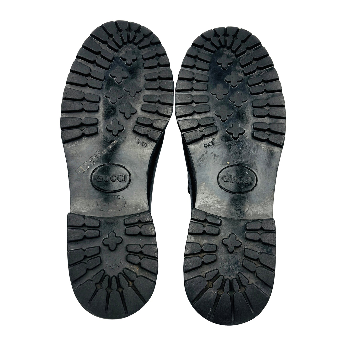 Gucci Horsebit Detail Lug-Sole Black Loafers (Size 38/38.5)