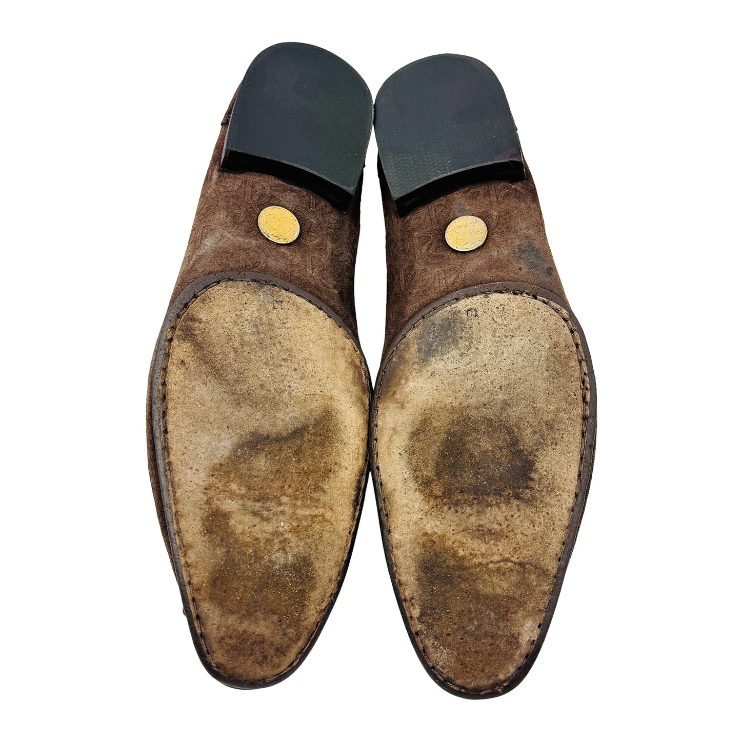 Dolce & Gabbana Brown Suede DG Embossed Loafers (Size 44/44.5)