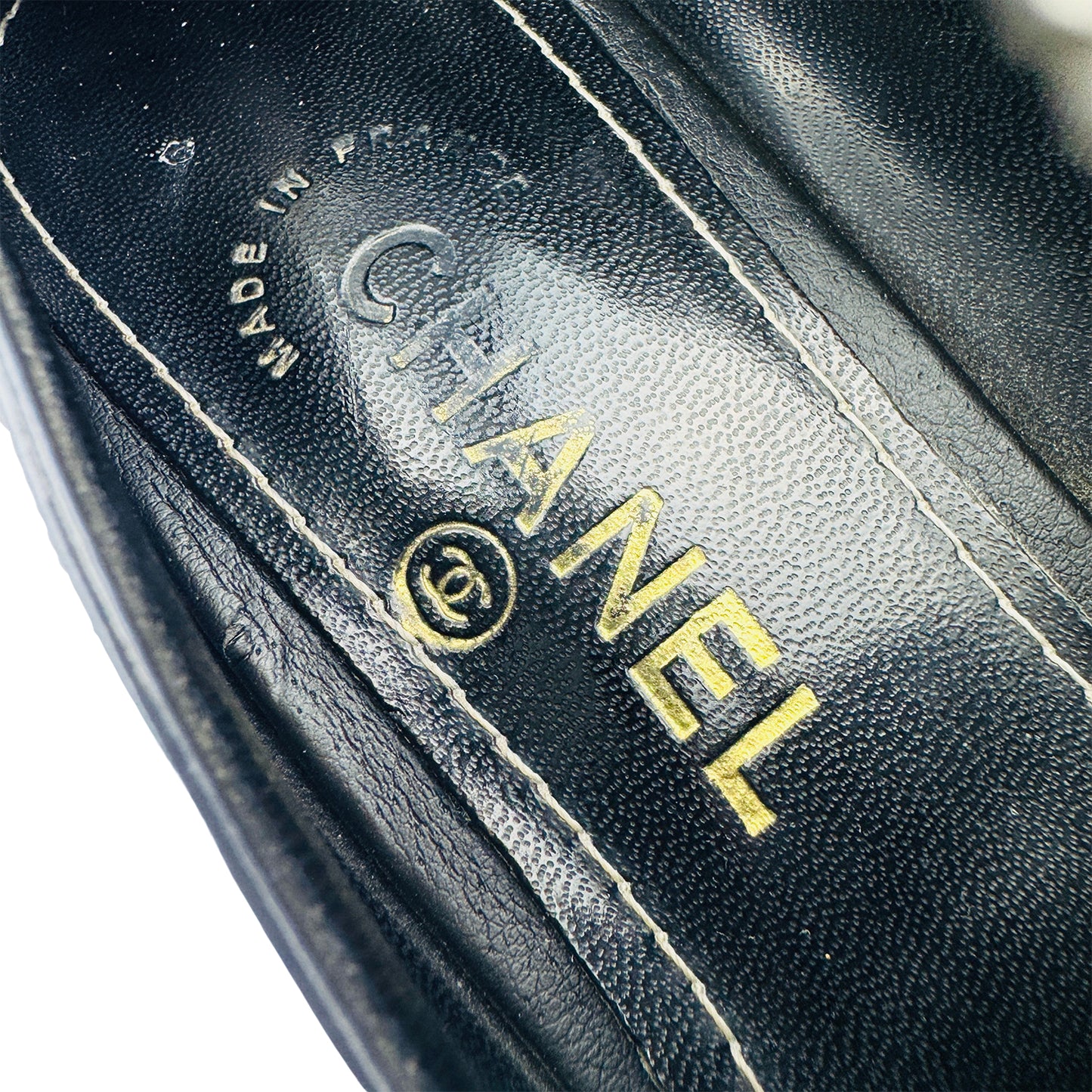 Chanel Women's Black Patent Cap Toe Ballet Heels (Size 36.5)