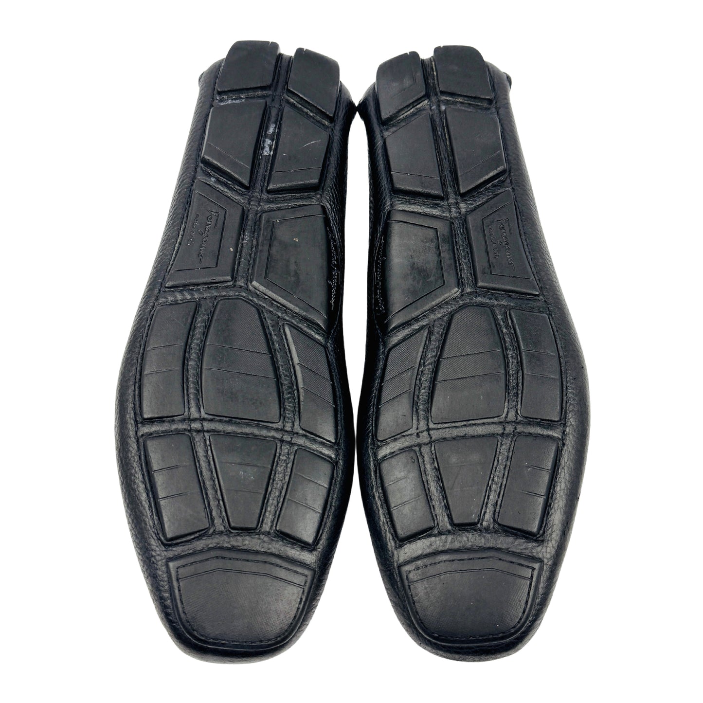 Salvatore Ferragamo Black Pebbled Calfskin Leather Loafers (Size 42)