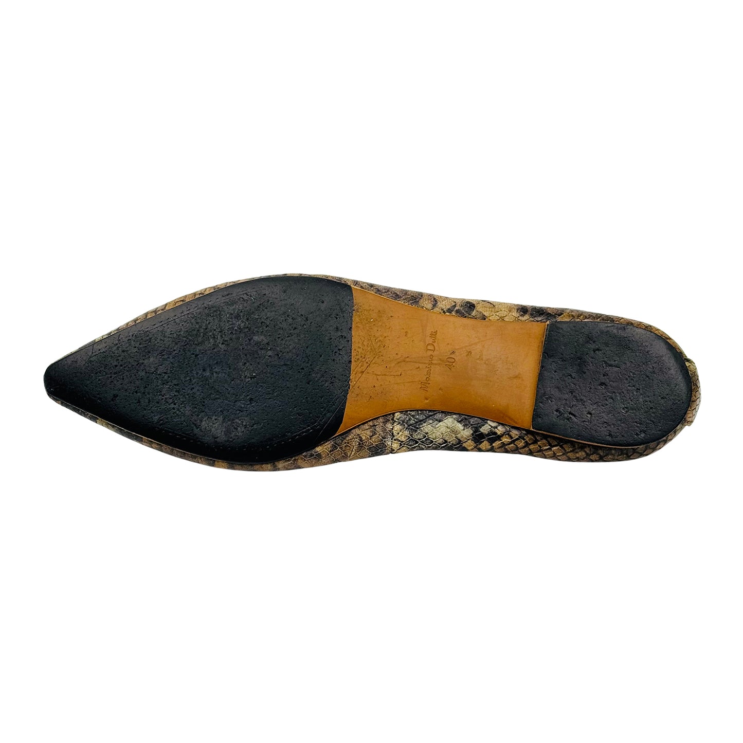 Massimo Dutti Snake Print Leather Flats (Size 40)