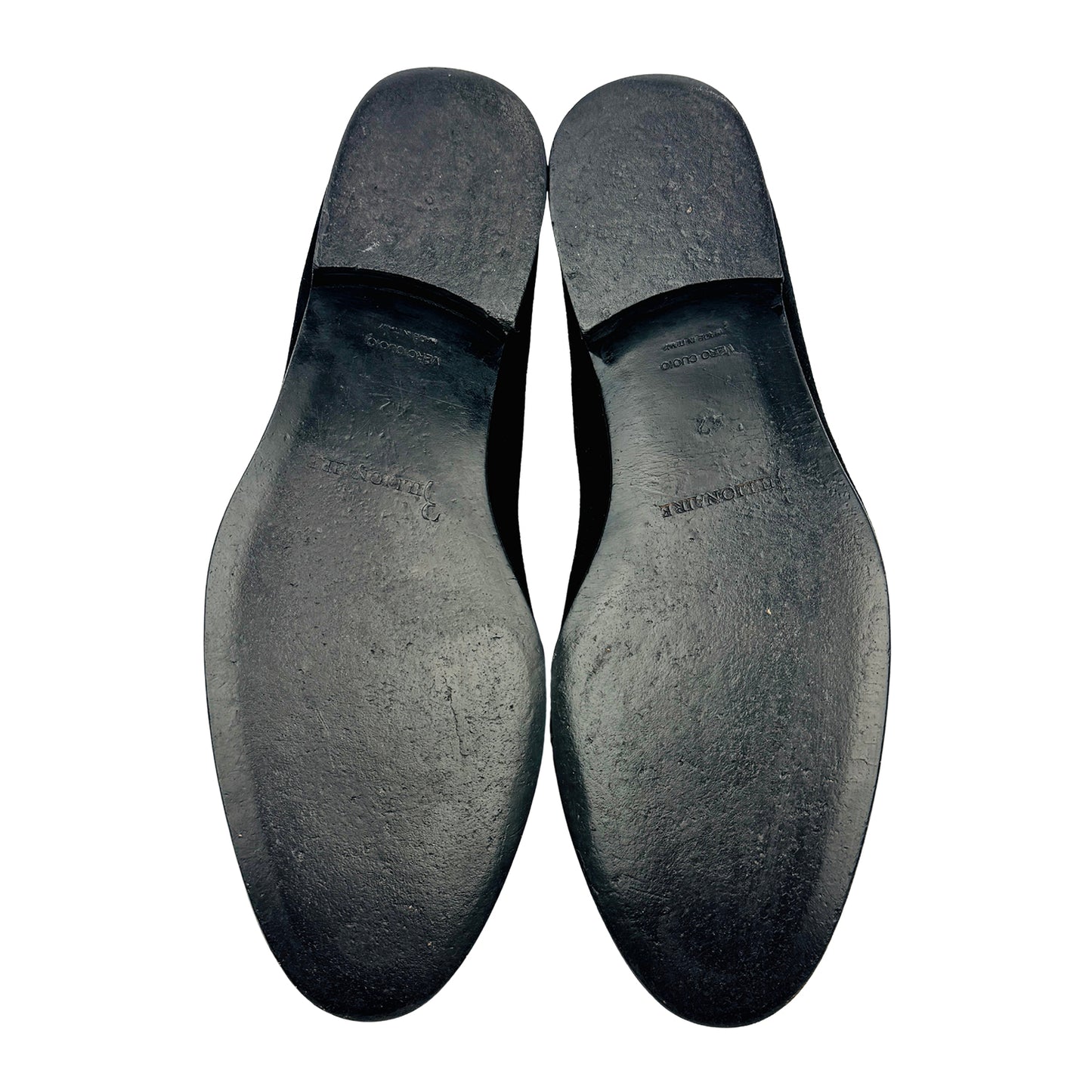 Billionaire Black Gold Velvet Embossed Logo Loafers (Size 42.5/43)