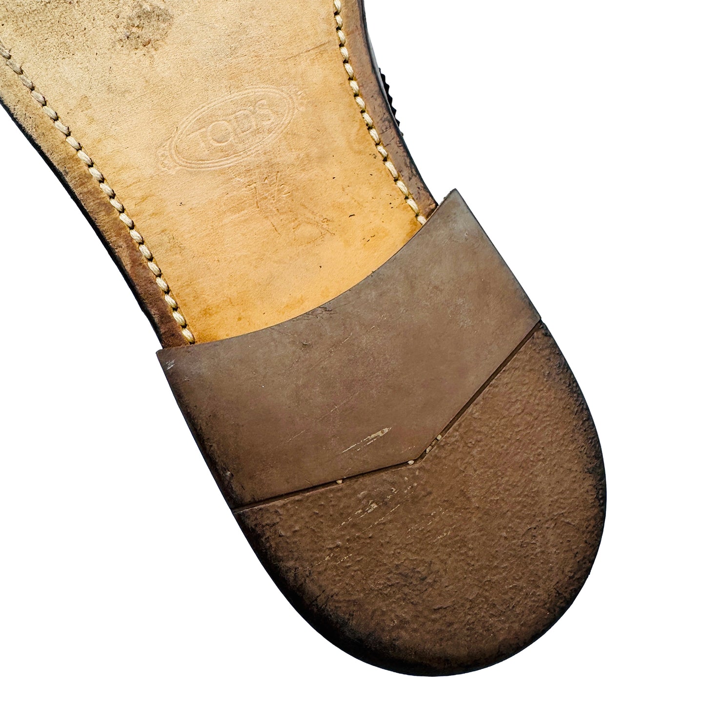 Outsole Brand Embossing closeup image of Tod's Men's Black Loafer (Size 42/42.5) - XXM51B00010S5PB999