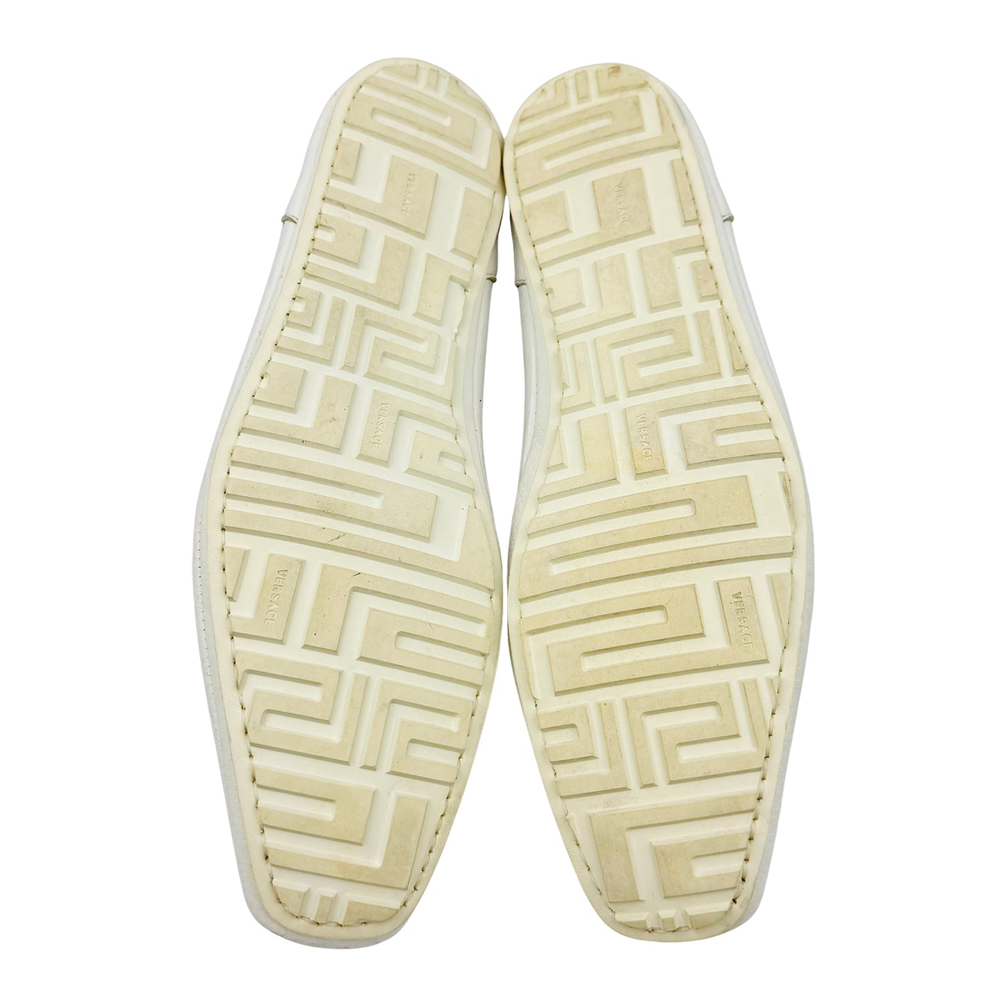 Versace Men's Woven Leather White Loafers (Size 42.5/43)