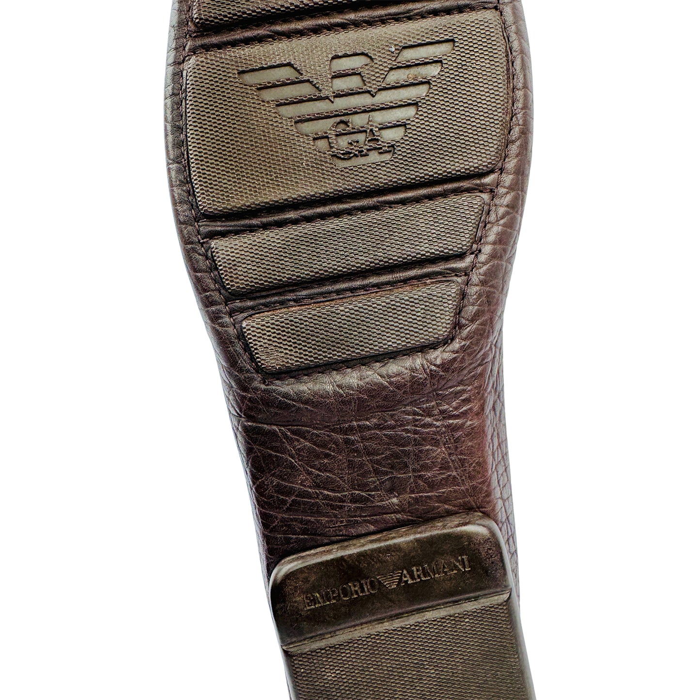Emporio Armani Men's Grain Leather Brown Moccasins (Size 46.5/47)