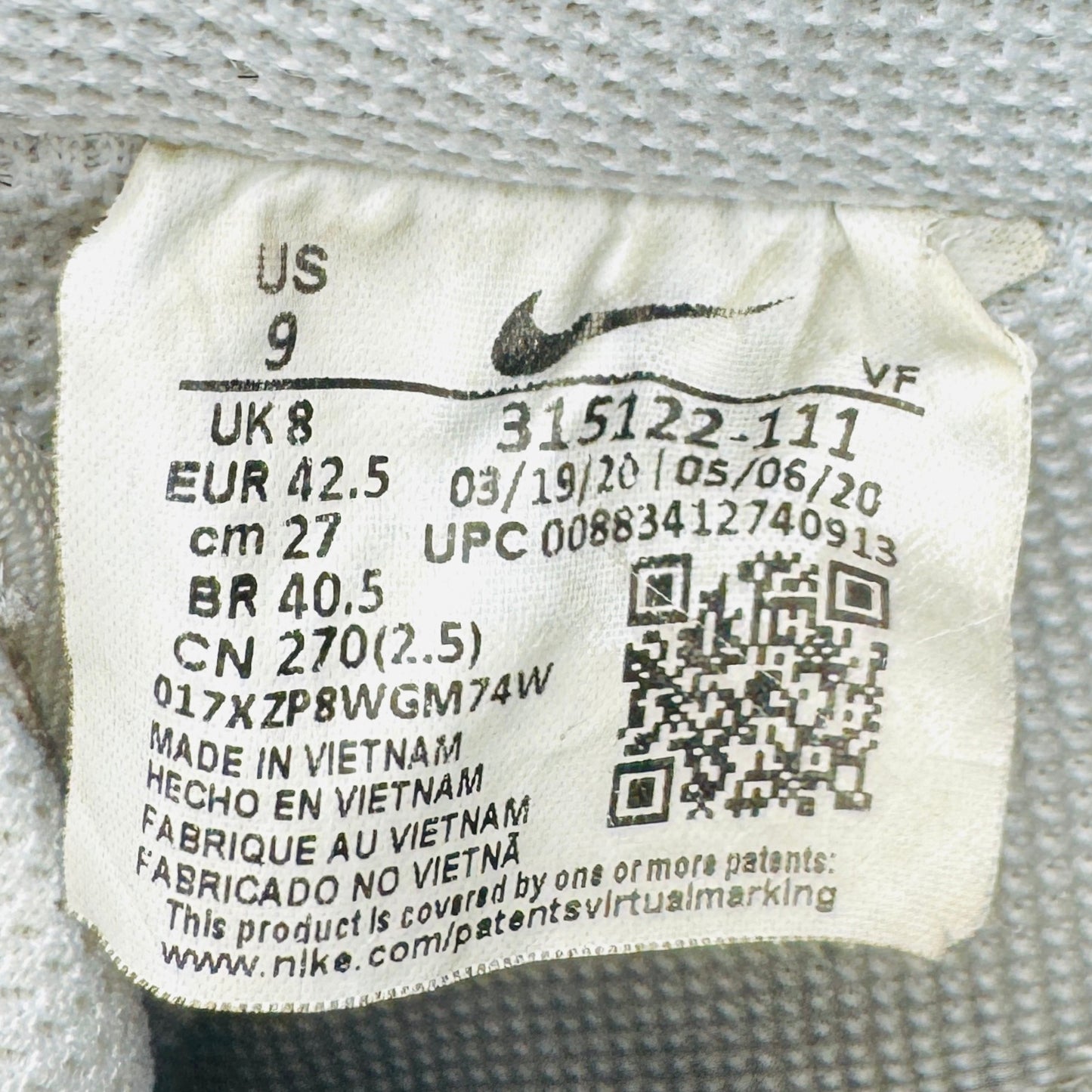 Nike Air Force 1 Low White Sneakers (Size 42.5/43) - 315122-111