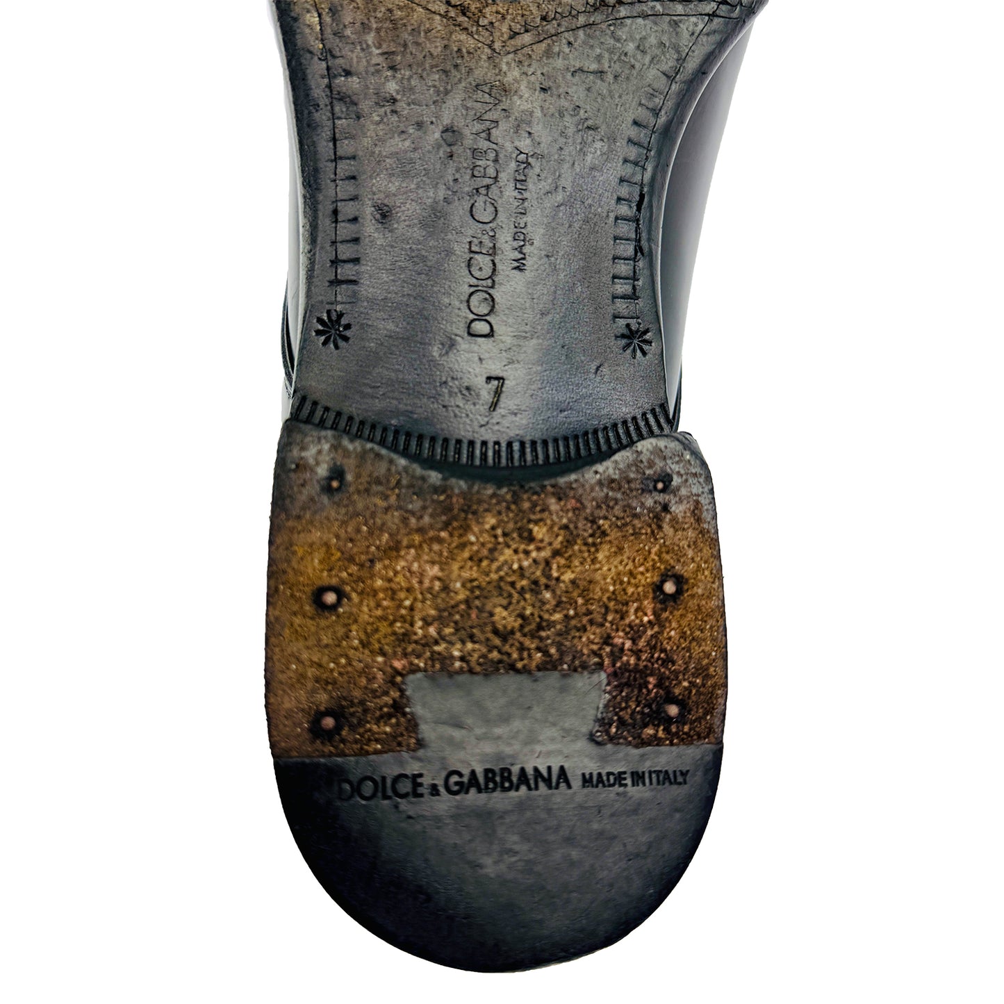 Outsole Brand, Size Embossing image of Dolce & Gabbana Calfskin Derby shoes (Size 41.5/42) - A10703A120380999