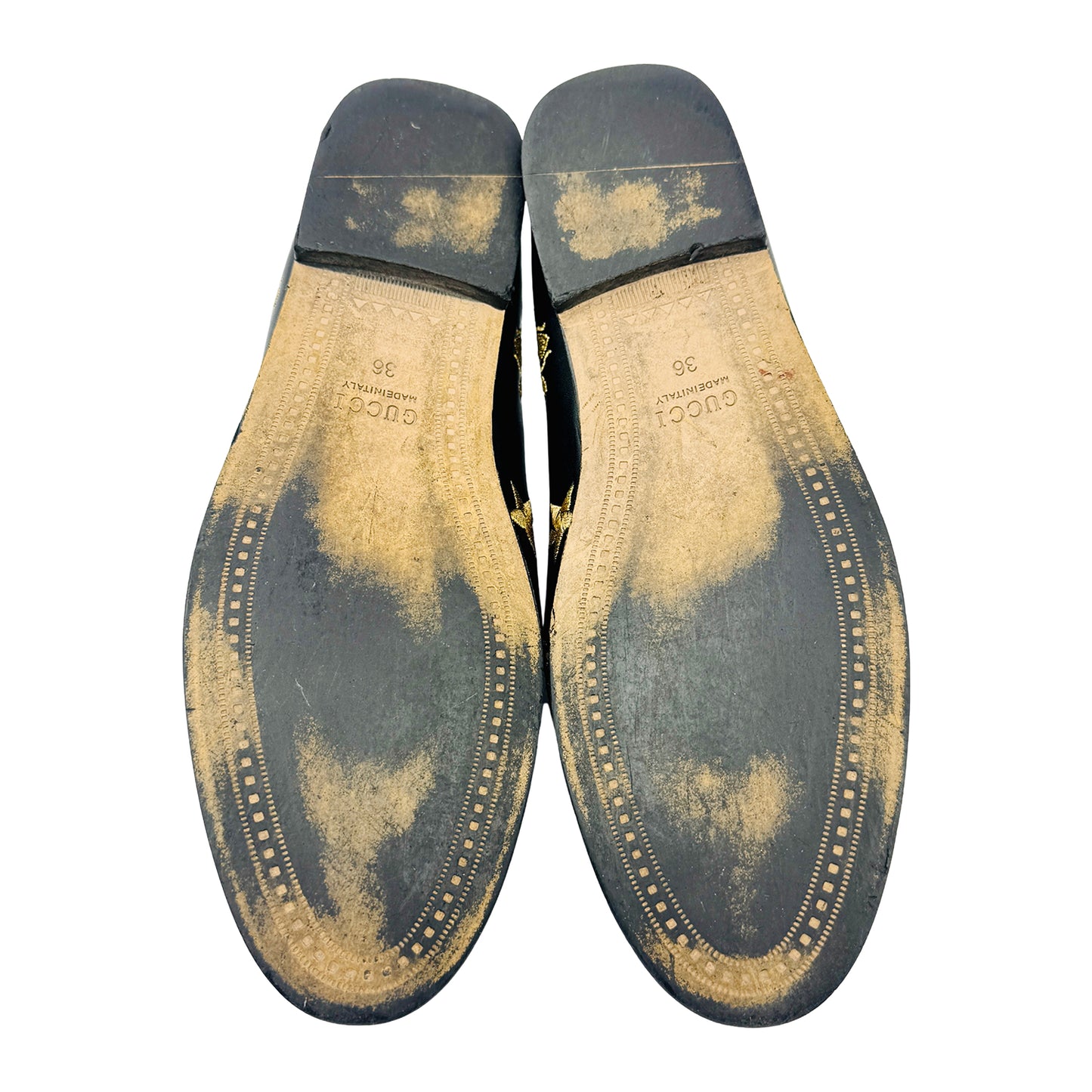 Outsole image of Gucci Embroidered Star Bee Jordaan Loafers (Size 36/36.5)