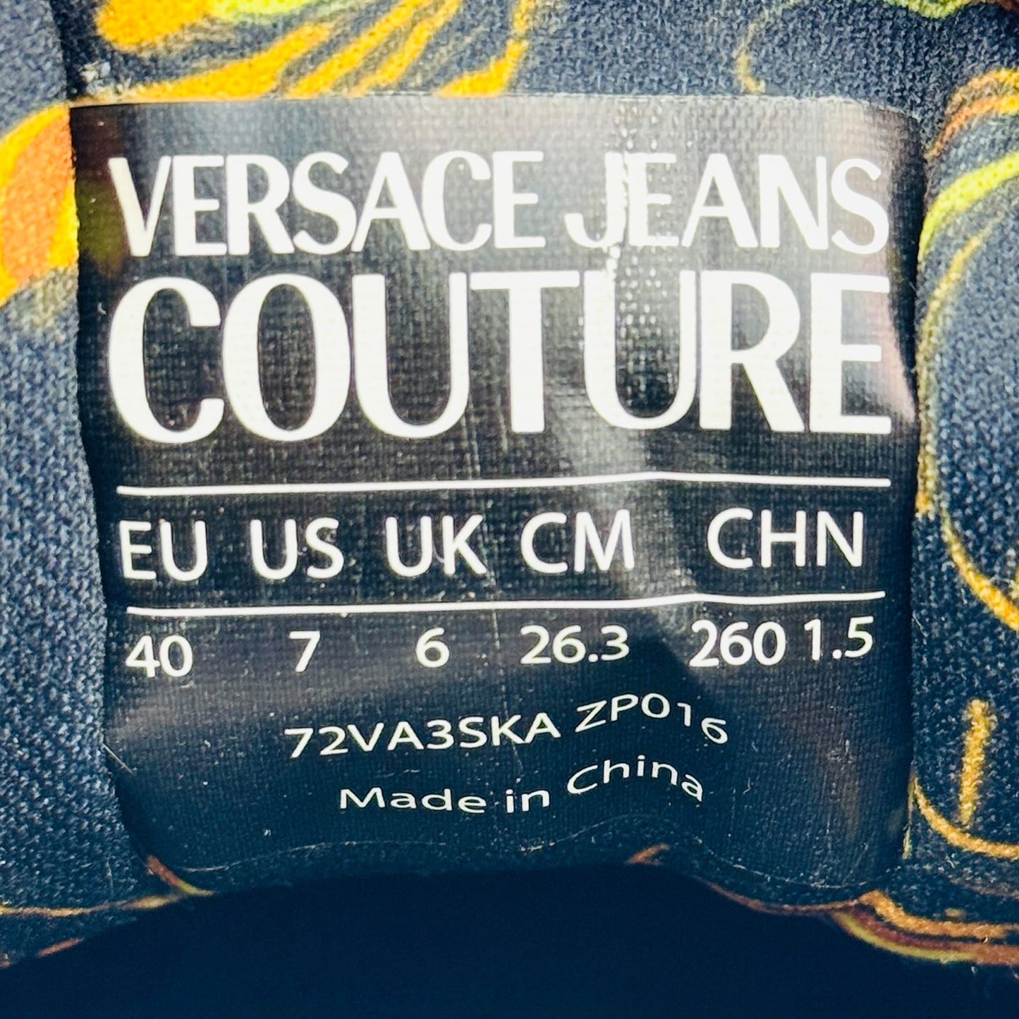 Versace Jeans Couture Baroque Print Leather Sneakers (Size 40) - 72VA3SKA
