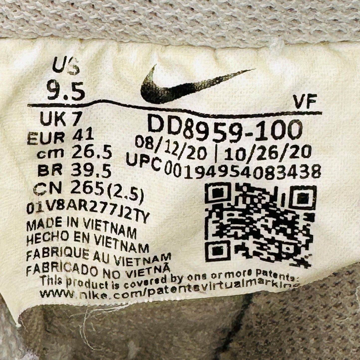 Nike Air Force 1 White Sneakers (Size 41) - DD8959-100