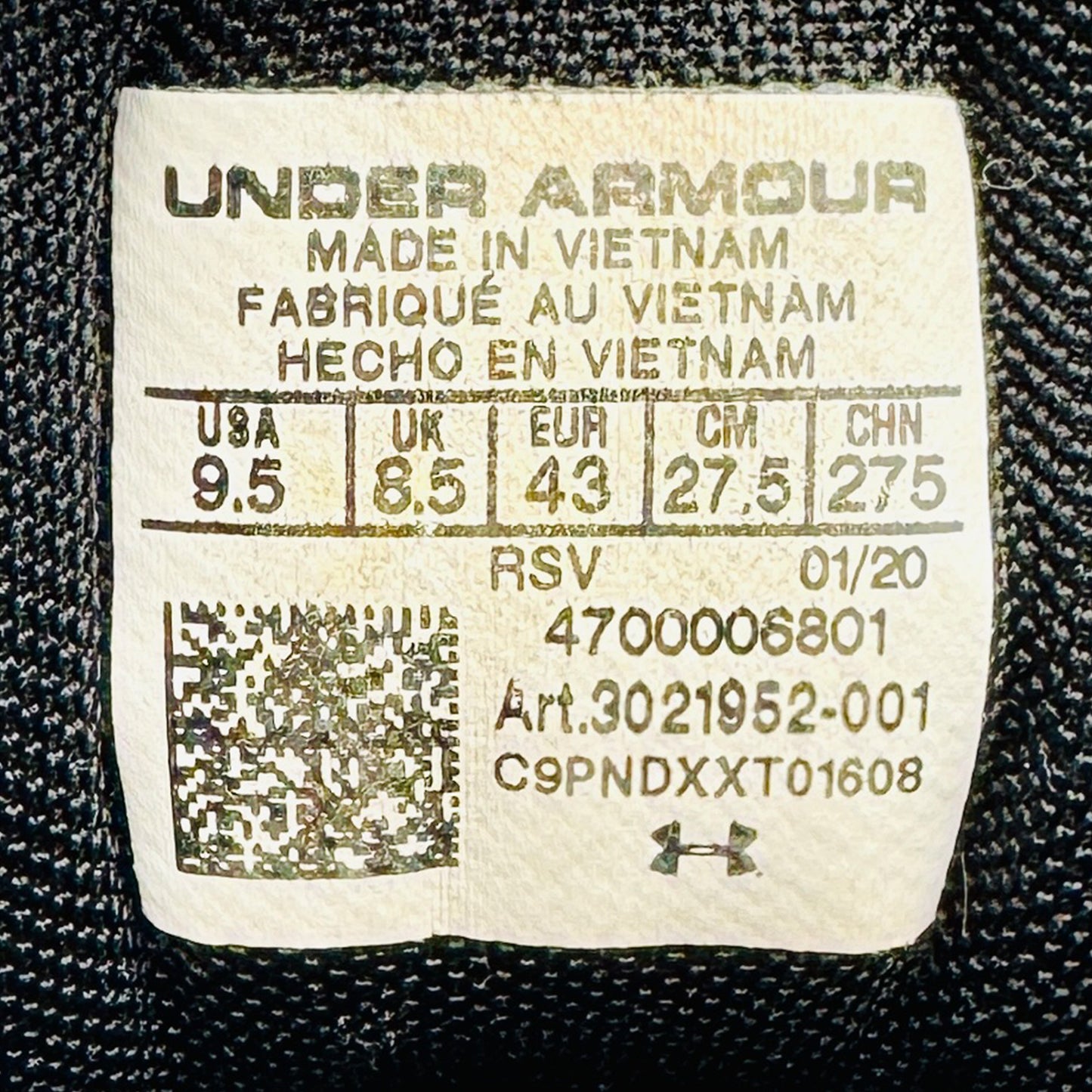 Under Armour Charged Assert 8 Shoes (Size 42.5/43) - 3021952-001