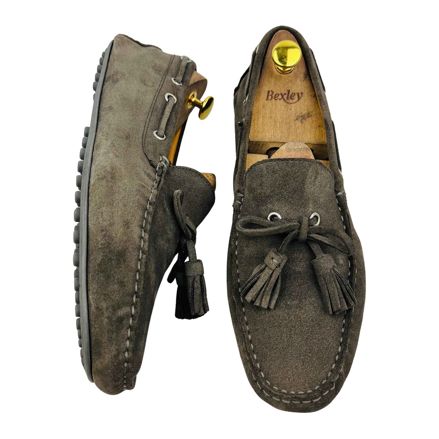 Zara Men's Brown Suede Tassel Loafers (Size 43)