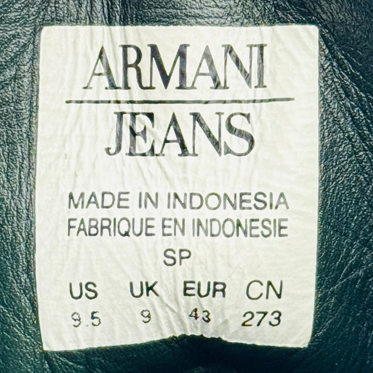 Armani Jeans High-Top 'Black Green' Leather Sneakers (Size 43)