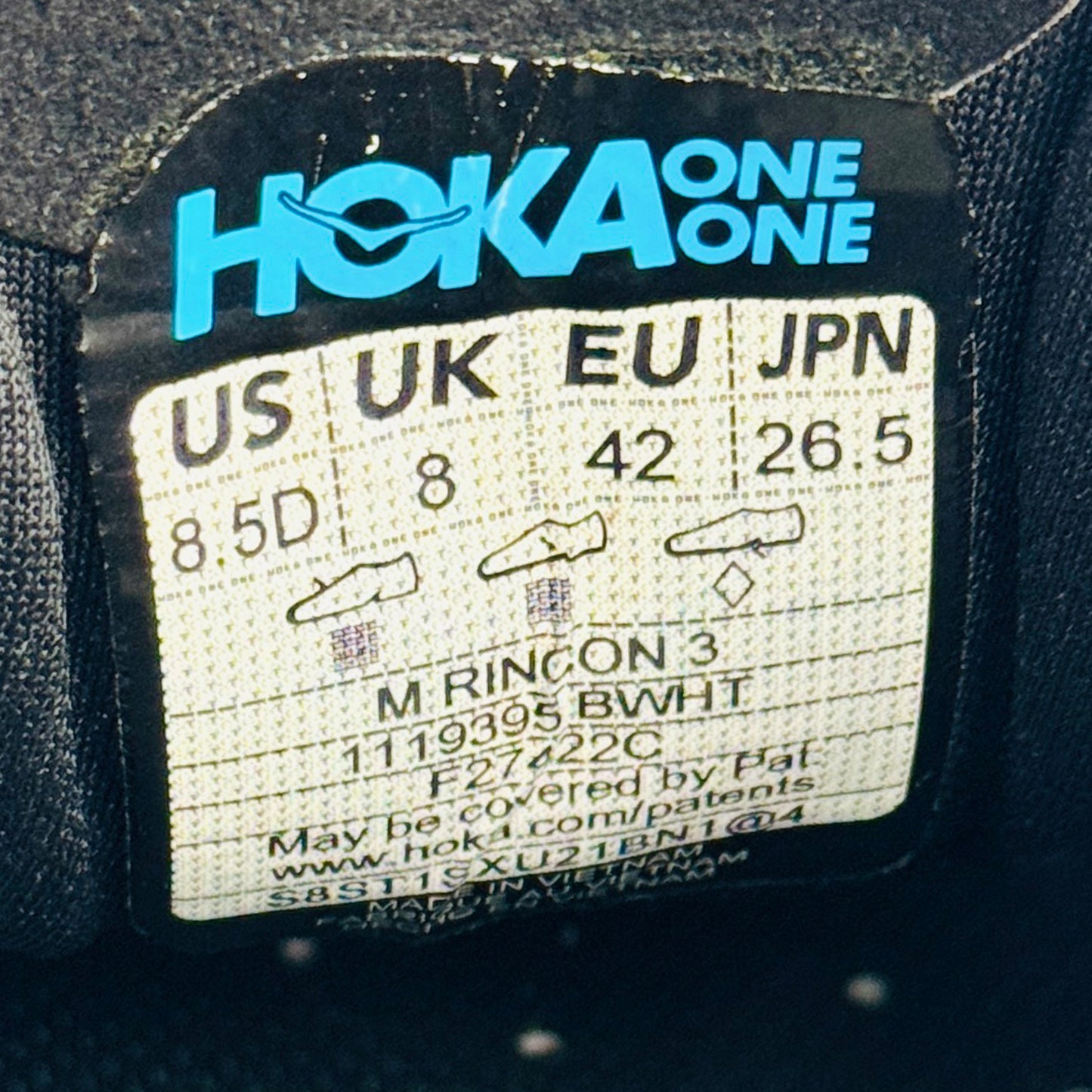 Hoka Men's Rincon 3 'Black White' Shoes (Size 42) - 1119395-BWHT