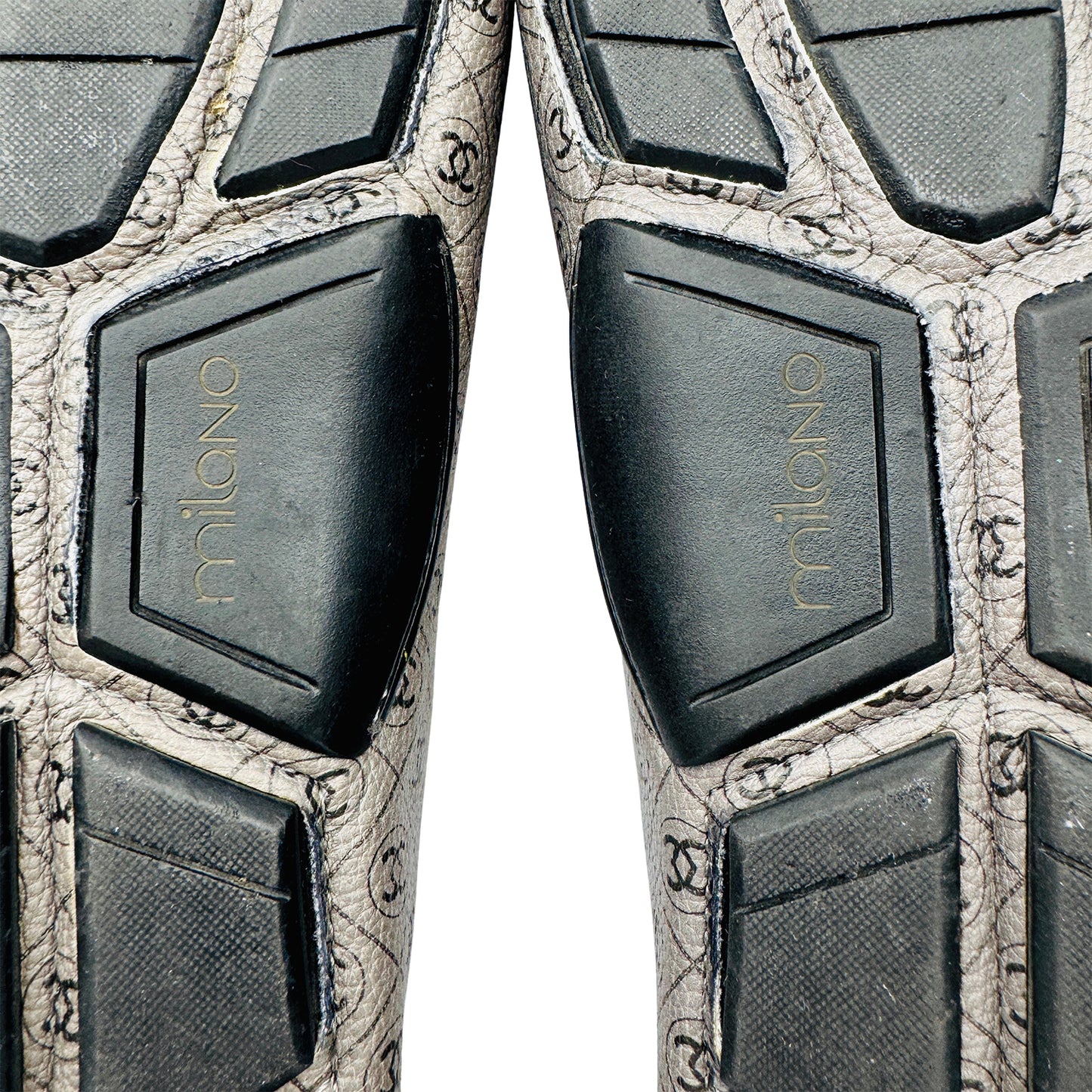 Milano Grey Leather Logo Embossed Loafers (Size 42/42.5)