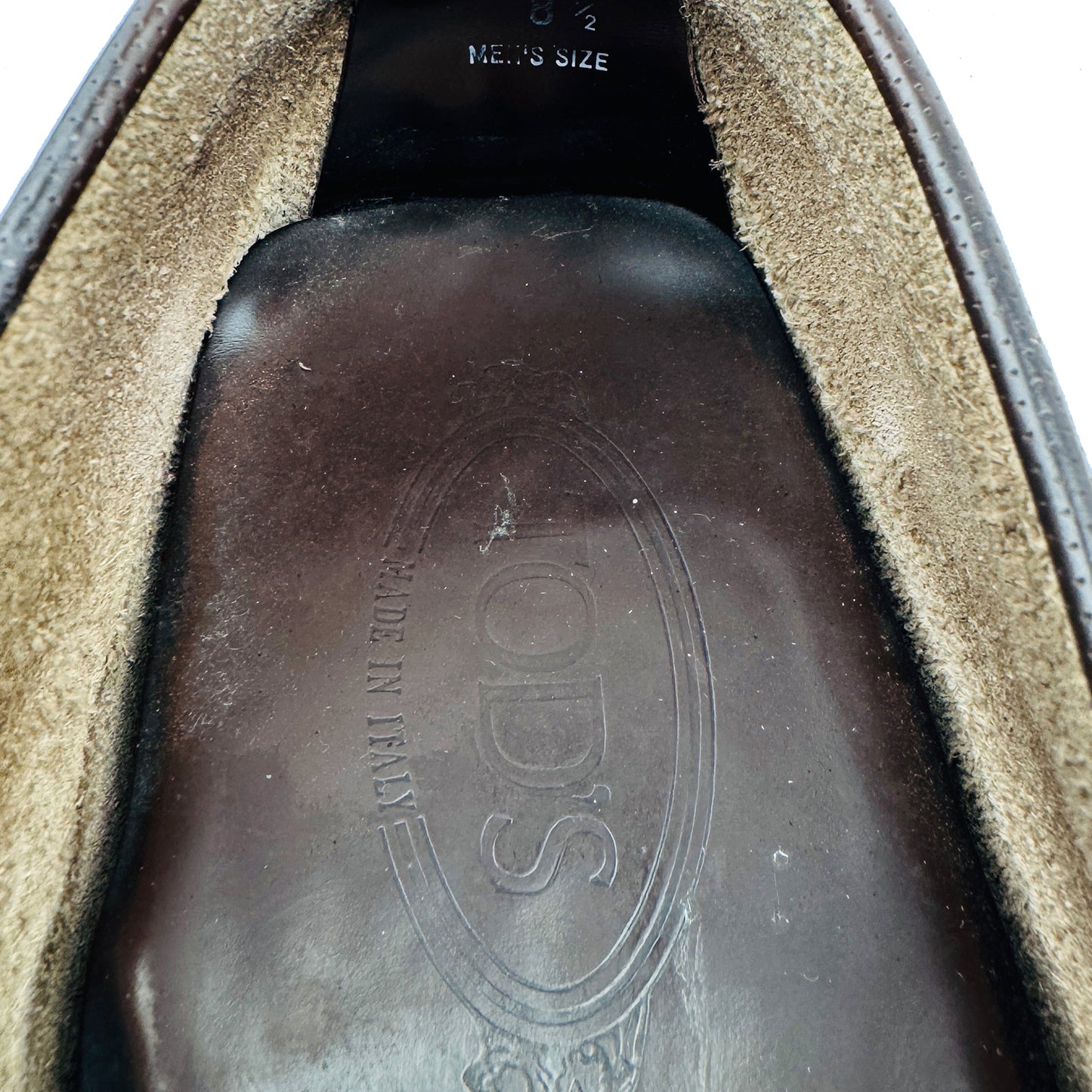 Inside Sole Brand printing image of Tod's Men's Brown Leather Gommino Moccasins (Size 42.5/43)