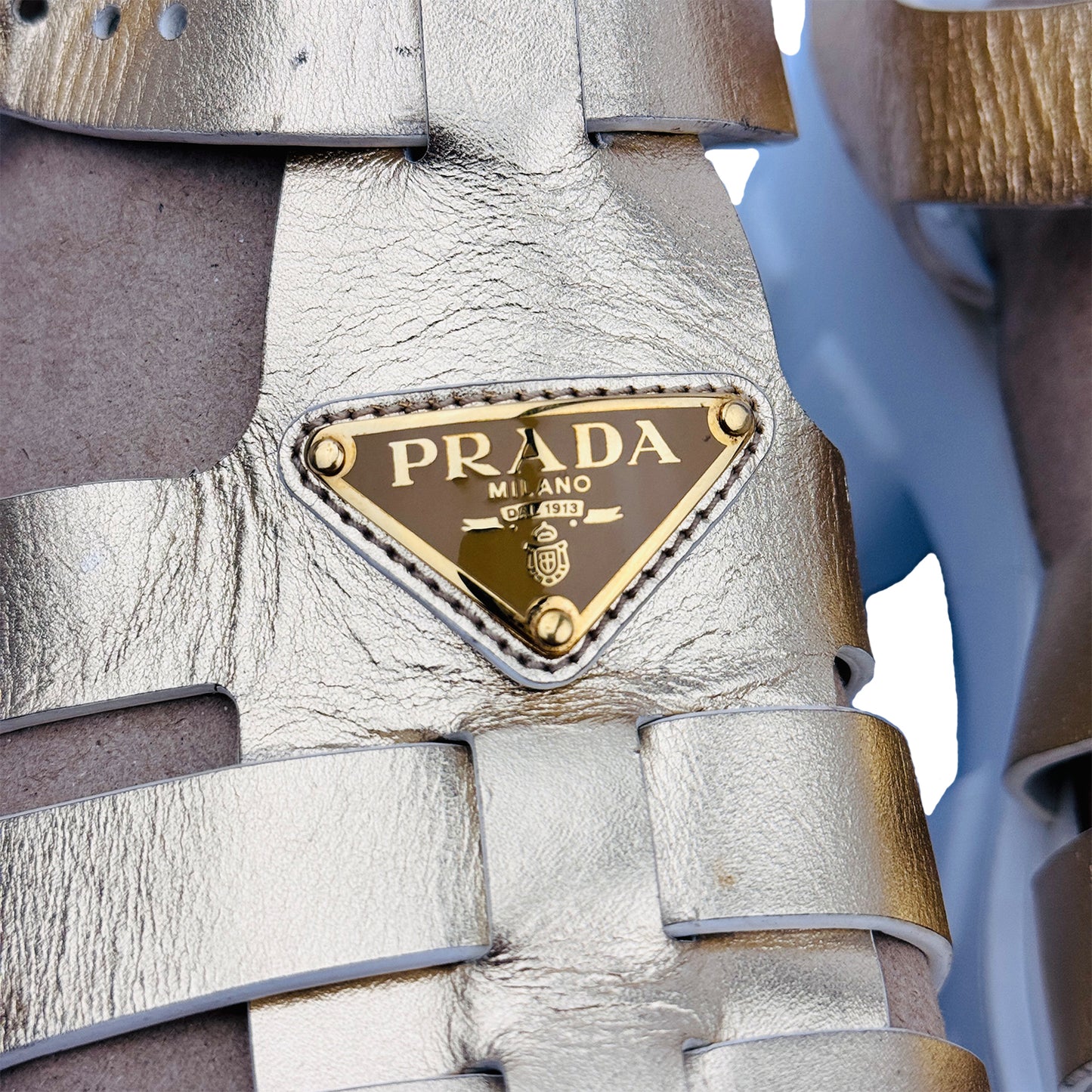 Prada Women's Sandali Metallic Fisherman Sandals (Size 40)