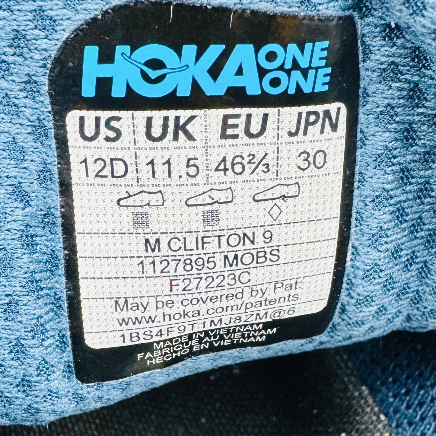 Hoka Clifton 9 'Midnight Ocean' Shoes (Size 46.5) - 1127895 MOBS