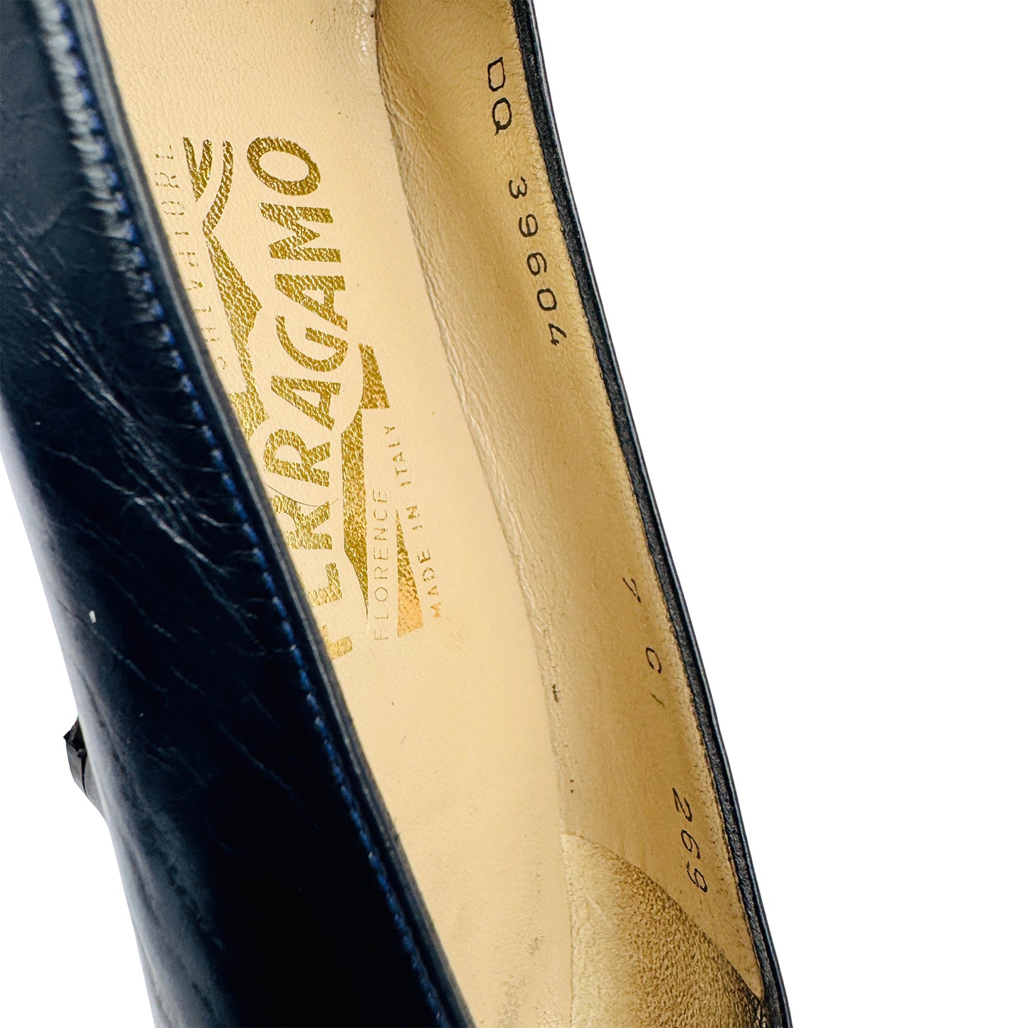 Salvatore Ferragamo Gancini Mid-Heel Leather Pumps (Size 38)